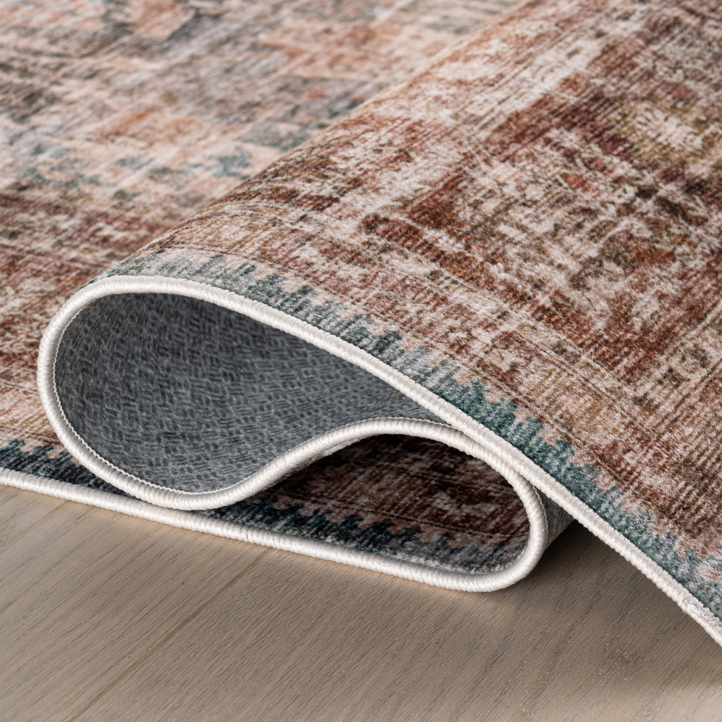 Basali Bordered Traditional Washable Rug | Rust - Image 7
