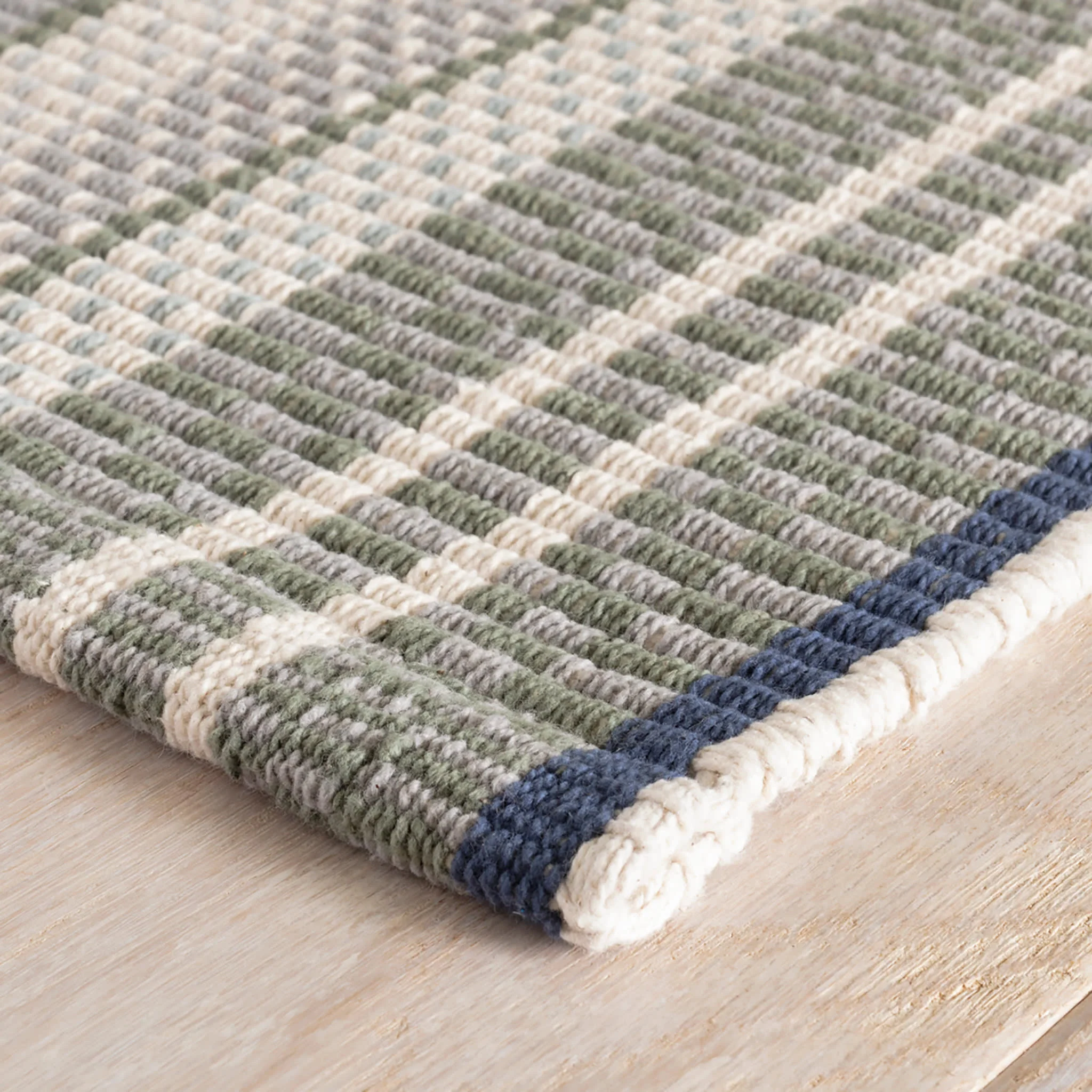 Bay Stripe Handwoven Cotton Rug | Blue - Image 5