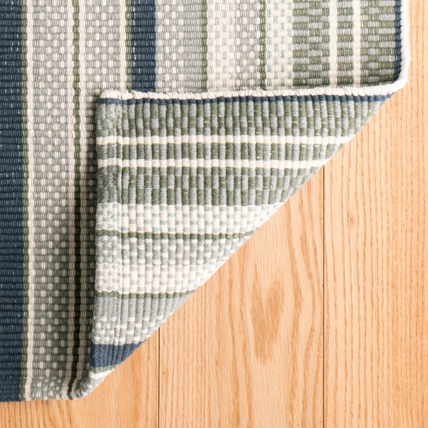 Bay Stripe Handwoven Cotton Rug | Blue - Image 6