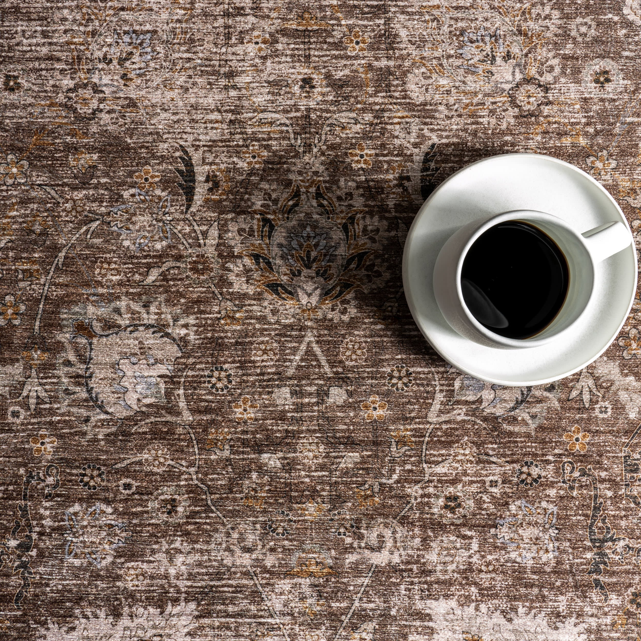 Bayberry Spill Proof Vintage Washable Rug | Brown - Image 8