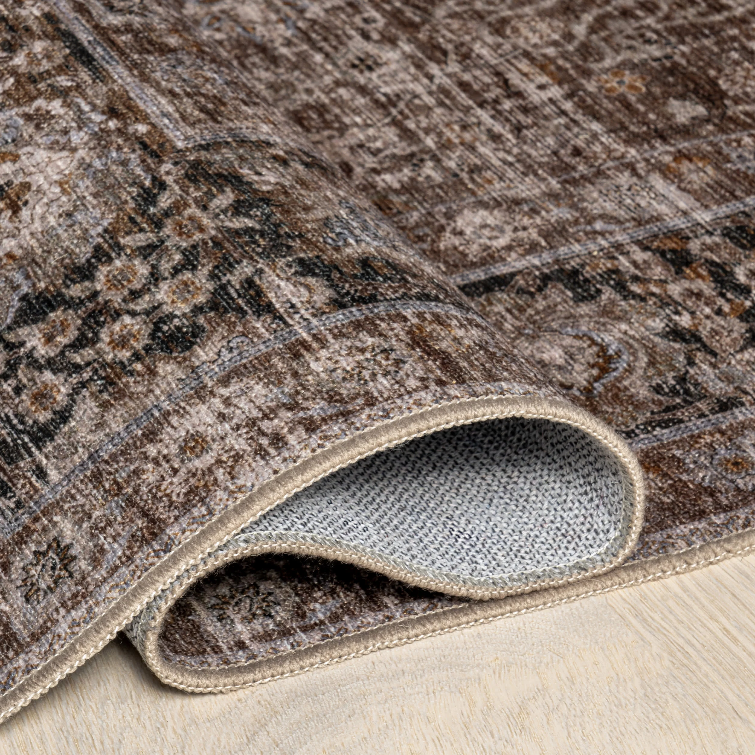 Bayberry Spill Proof Vintage Washable Rug | Brown - Image 9
