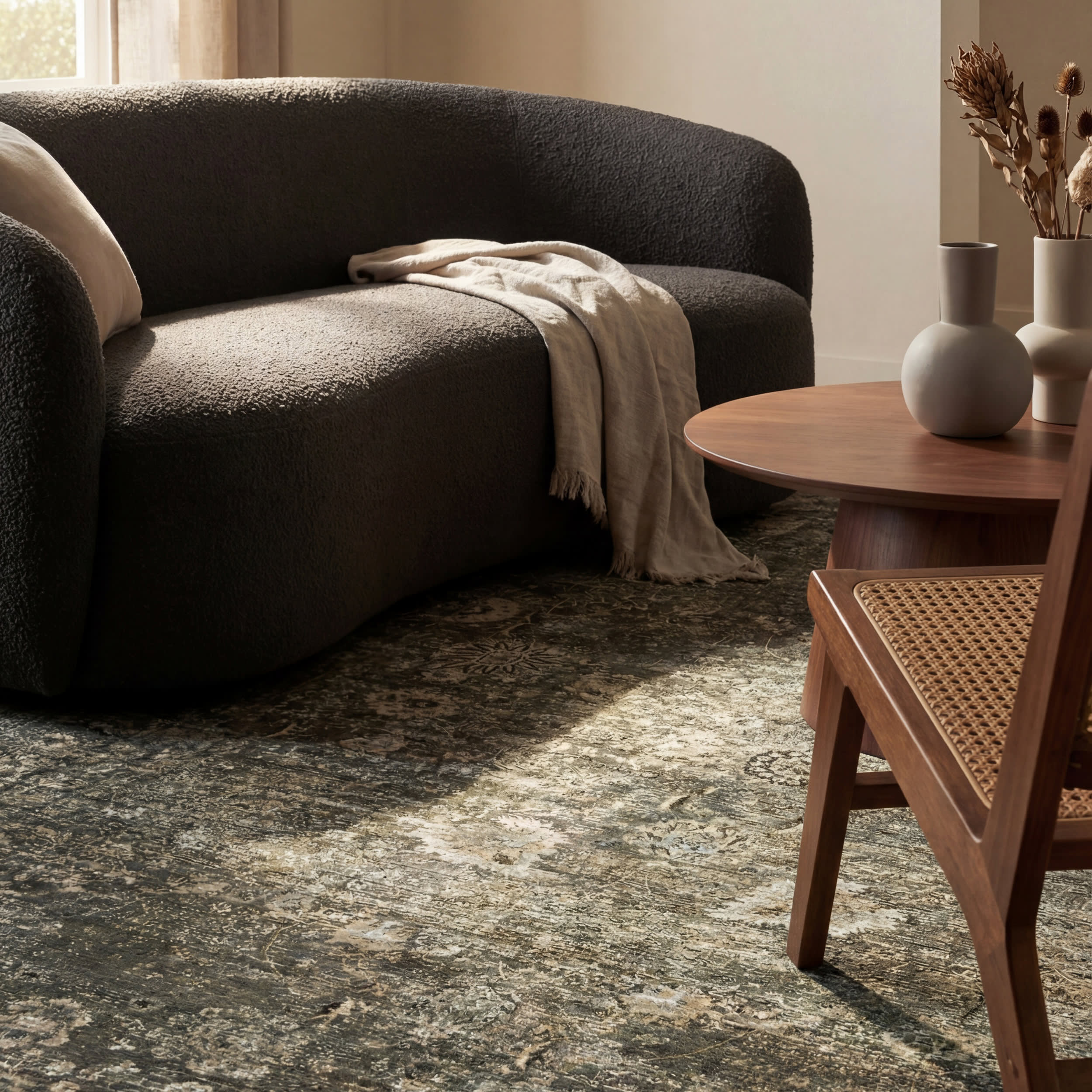 Bayberry Spill Proof Vintage Washable Rug | Green Grey - Image 5