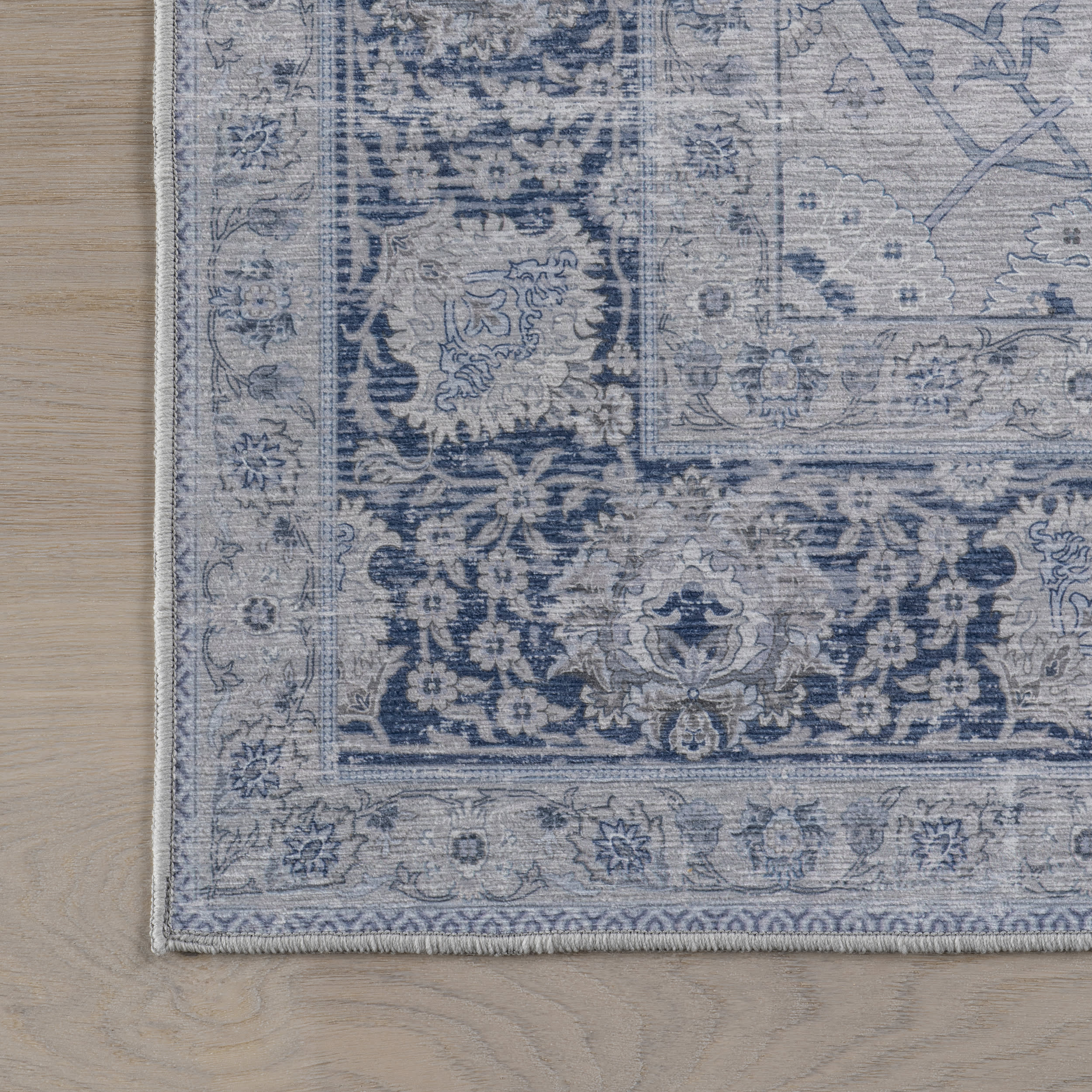 Bayberry Spill Proof Vintage Washable Rug | Light Blue - Image 4