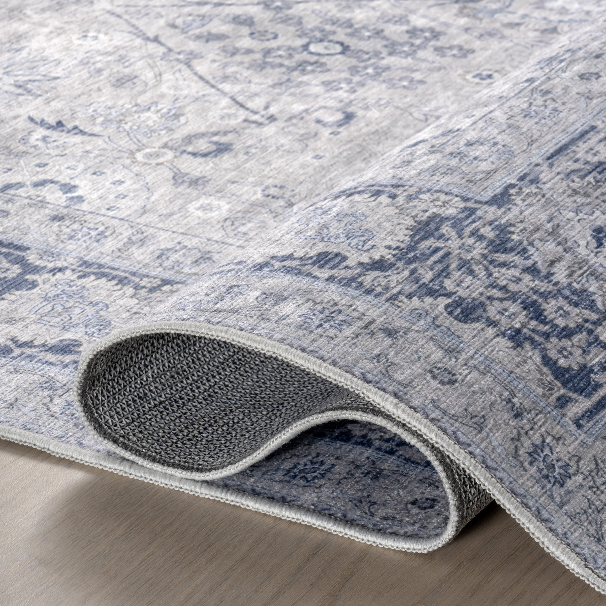 Bayberry Spill Proof Vintage Washable Rug | Light Blue - Image 9