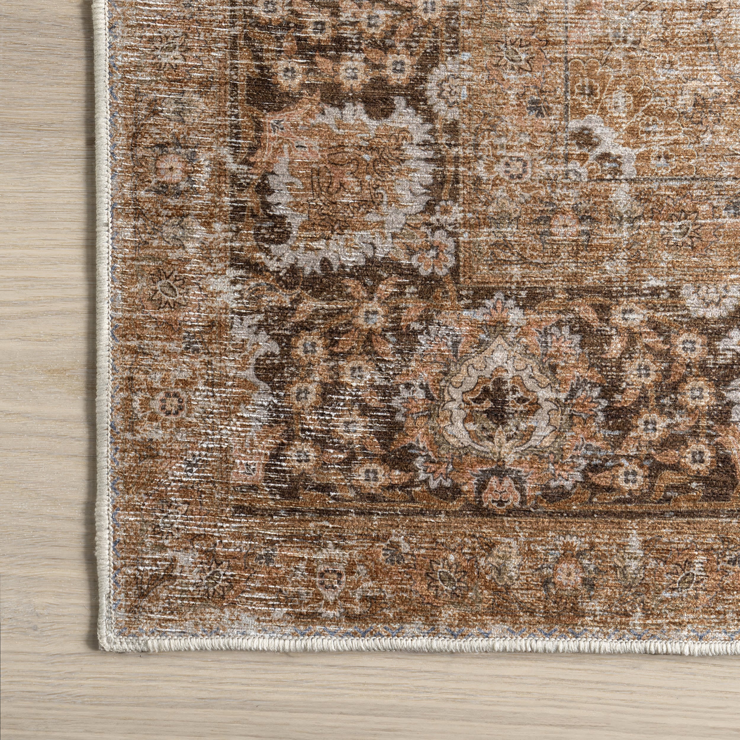 Bayberry Spill Proof Vintage Washable Rug | Light Brown - Image 4