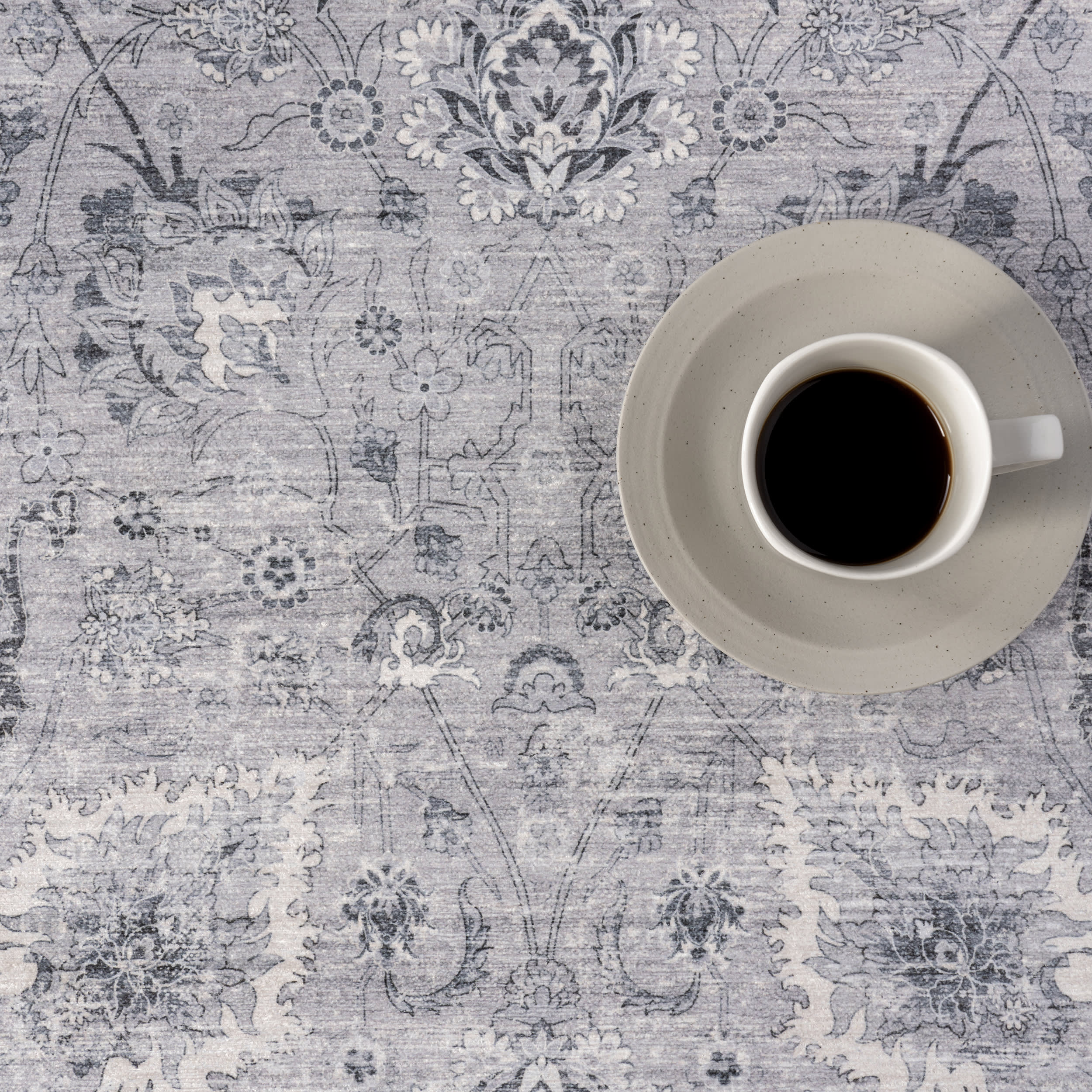 Bayberry Spill Proof Vintage Washable Rug | Light Grey - Image 8