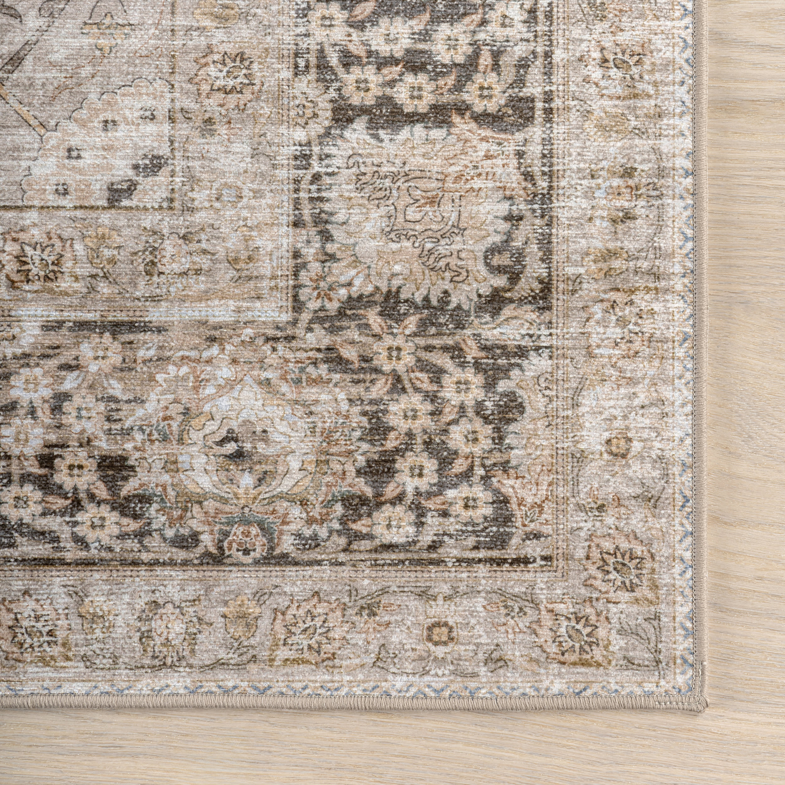 Bayberry Spill Proof Vintage Washable Rug | Sand - Image 4