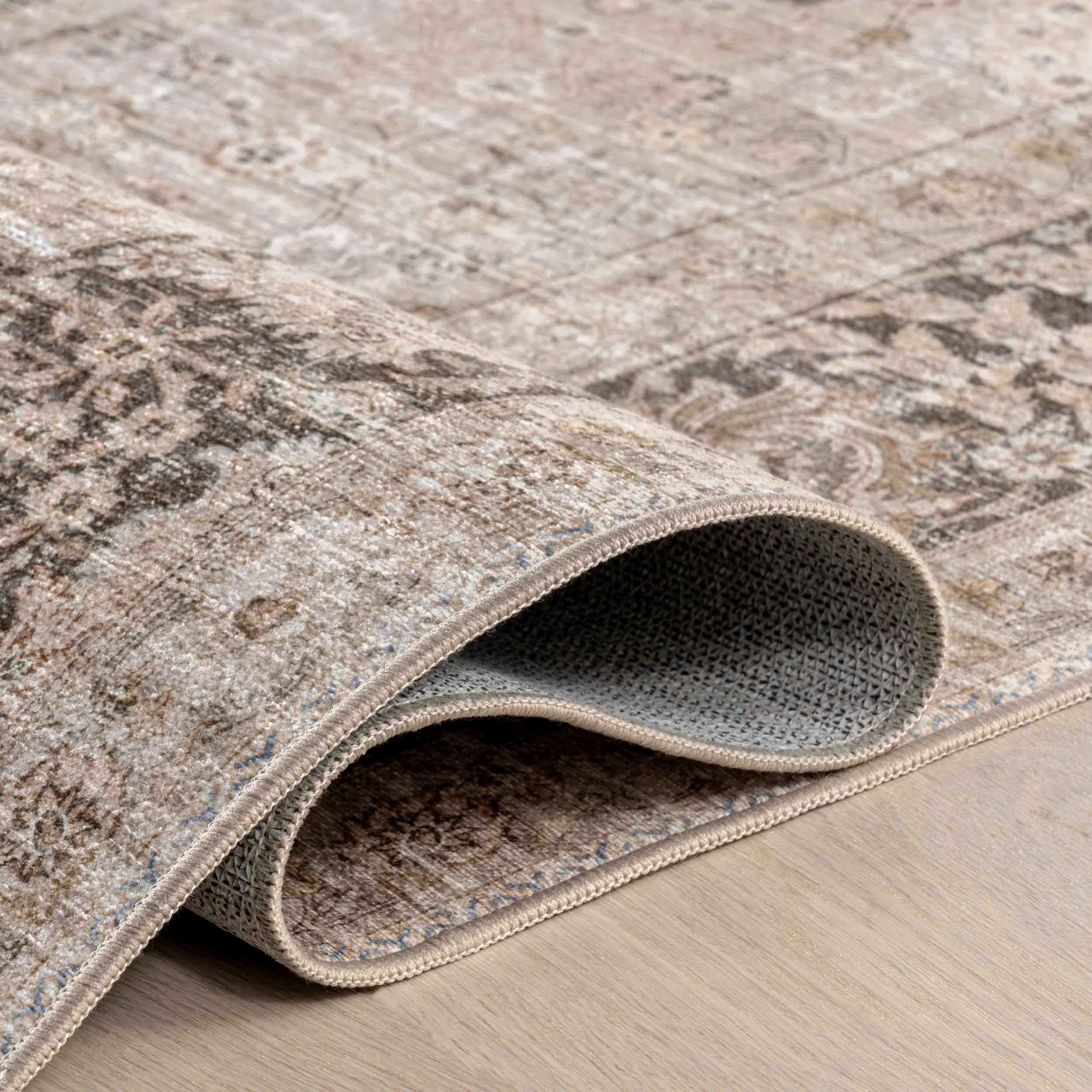 Bayberry Spill Proof Vintage Washable Rug | Sand - Image 9
