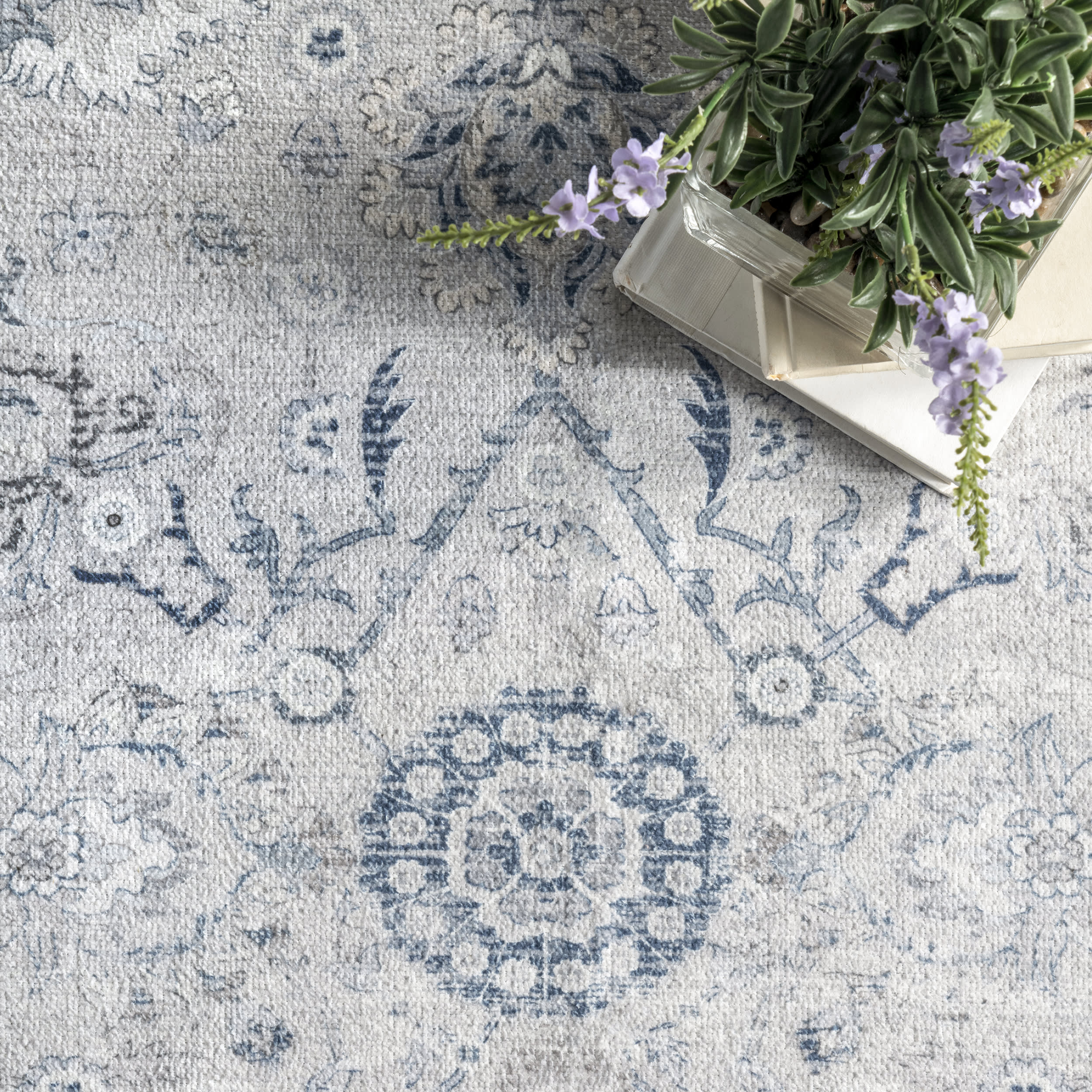 Bayberry Vintage Washable Rug | Light Blue - Image 6