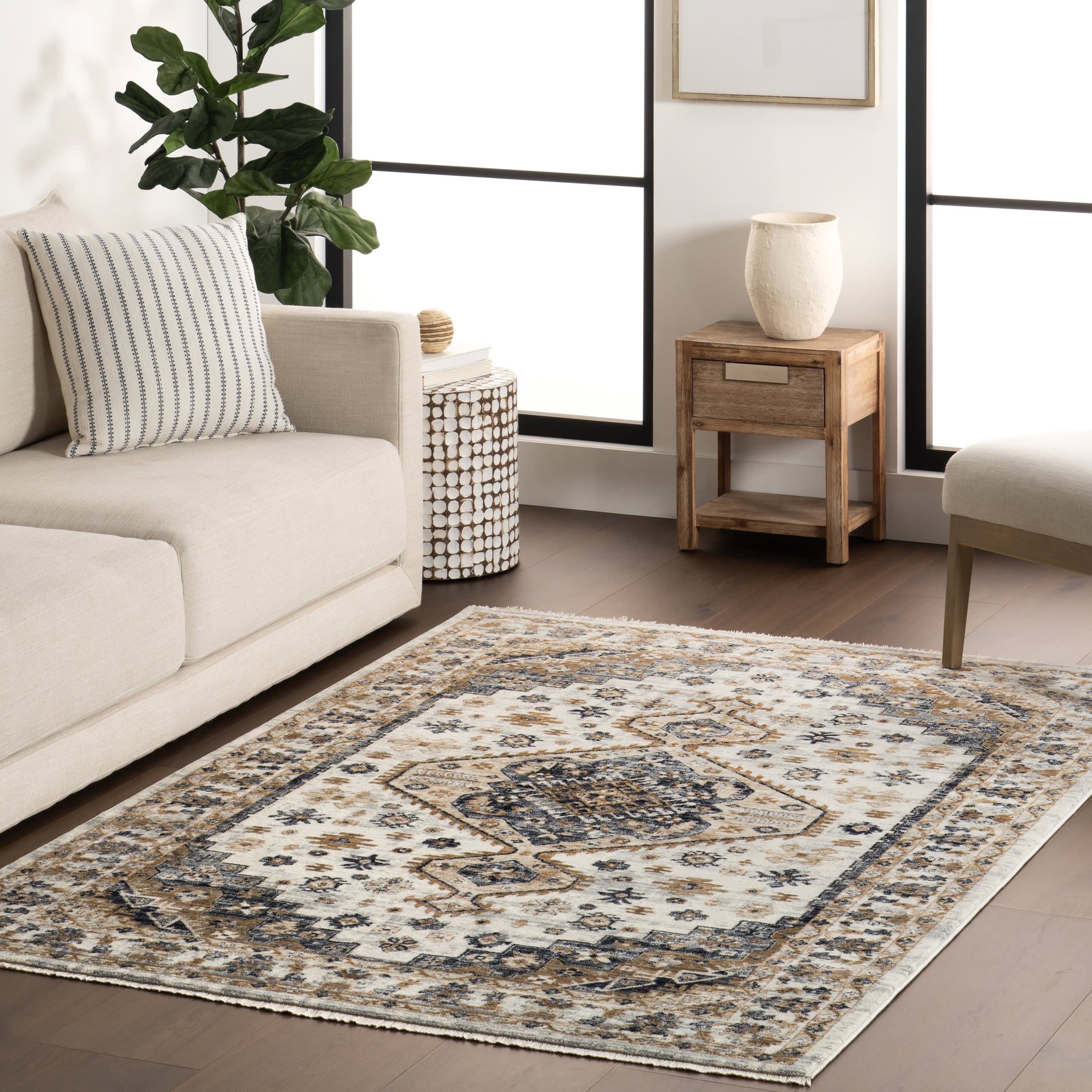 Baylee Geometric Medallion Rug | Light Blue - Image 2