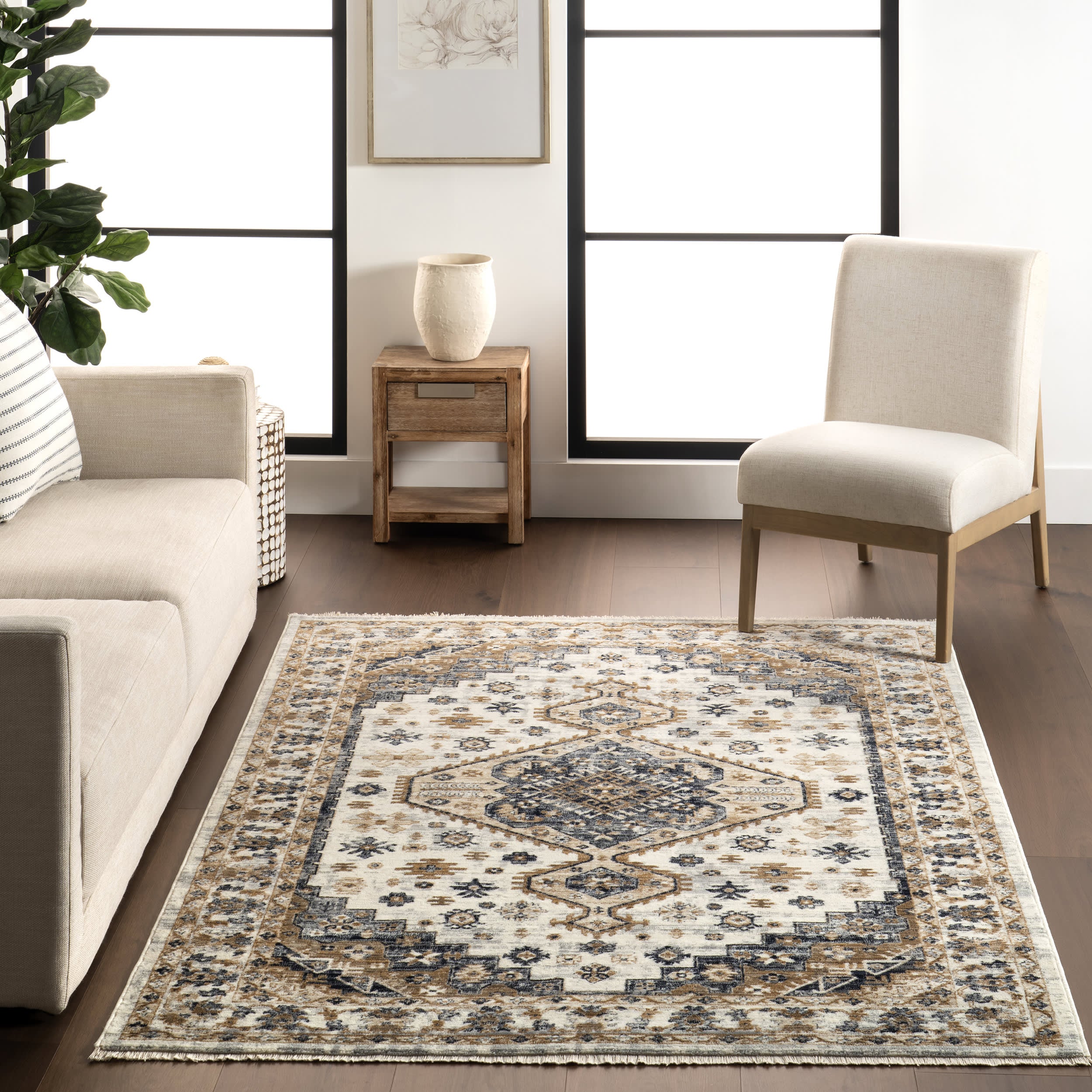 Baylee Geometric Medallion Rug | Light Blue - Image 4