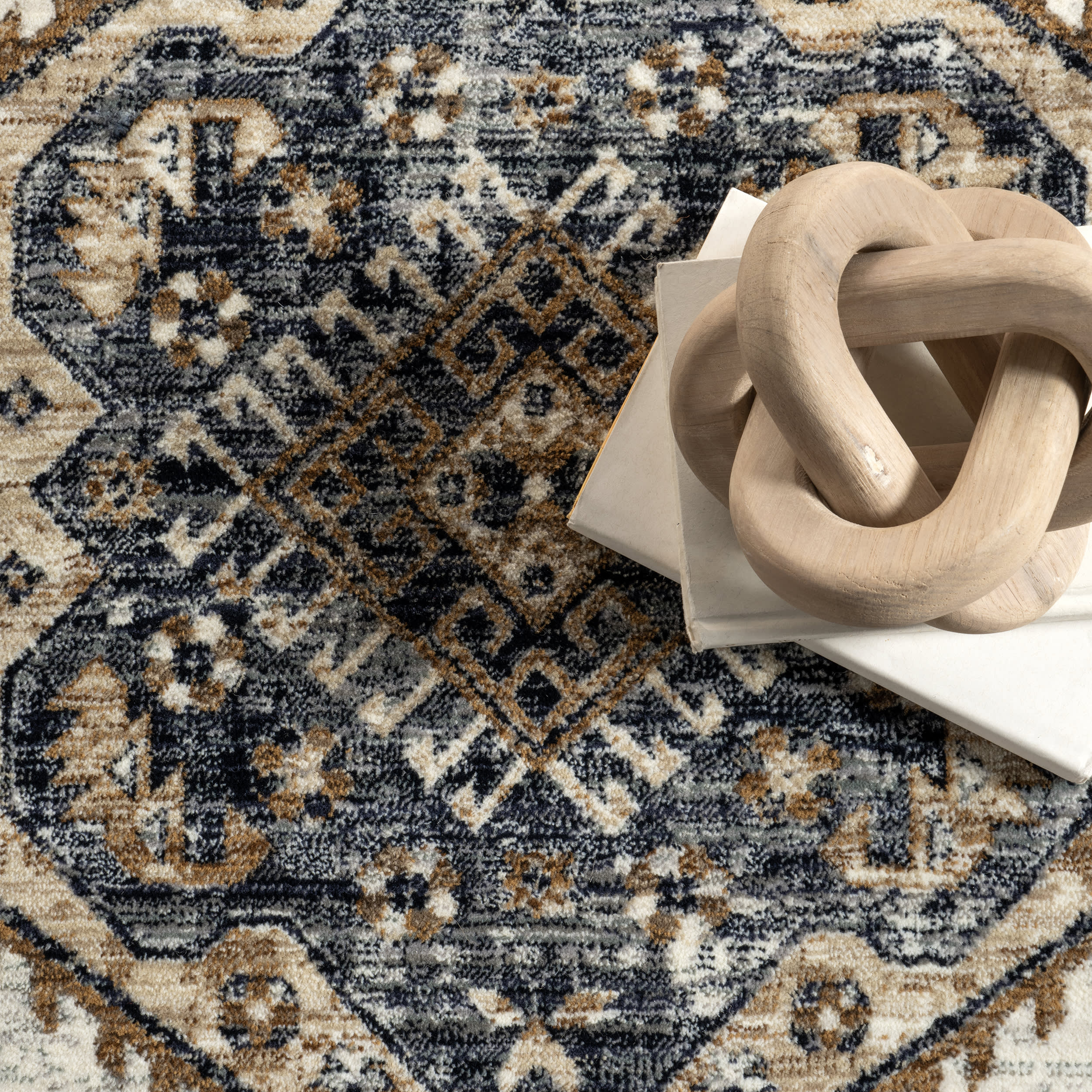 Baylee Geometric Medallion Rug | Light Blue - Image 7
