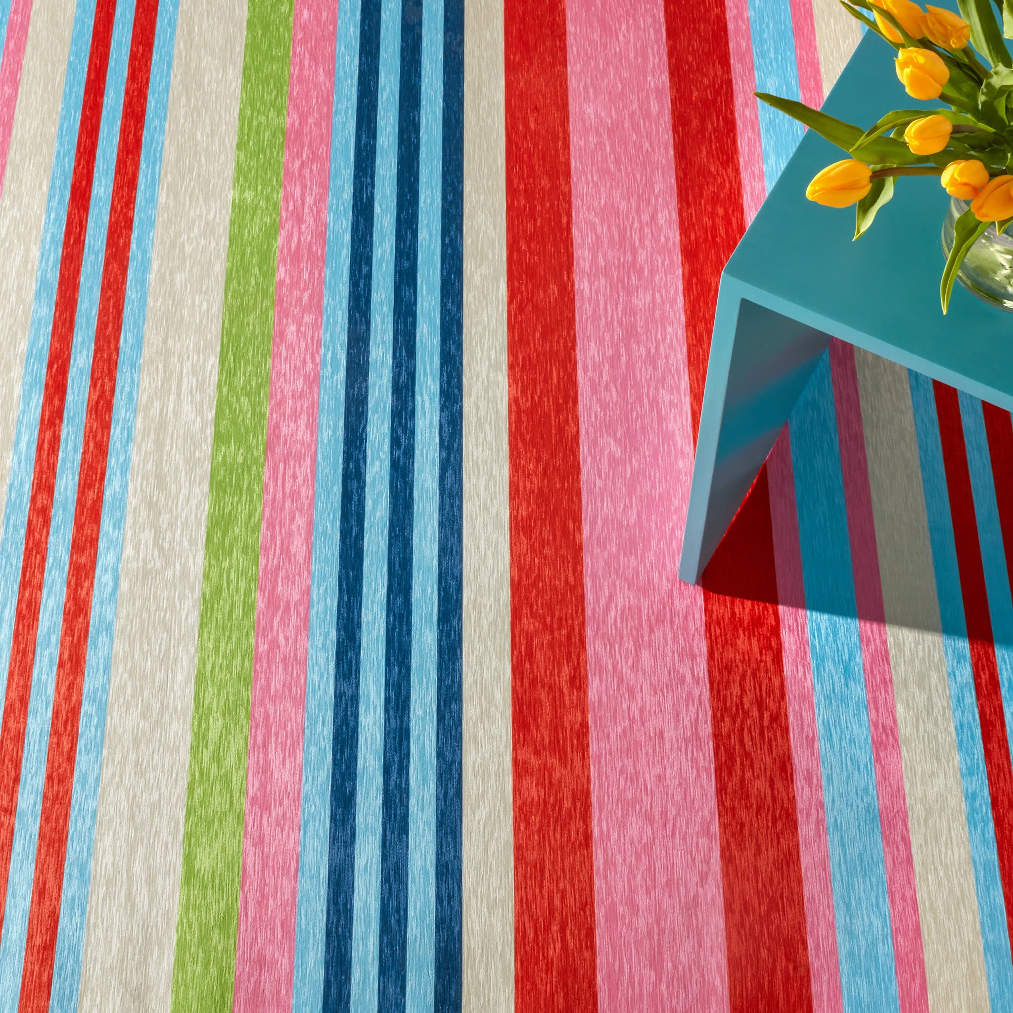 Beach Stripe Machine Washable Rug | Multi - Image 3