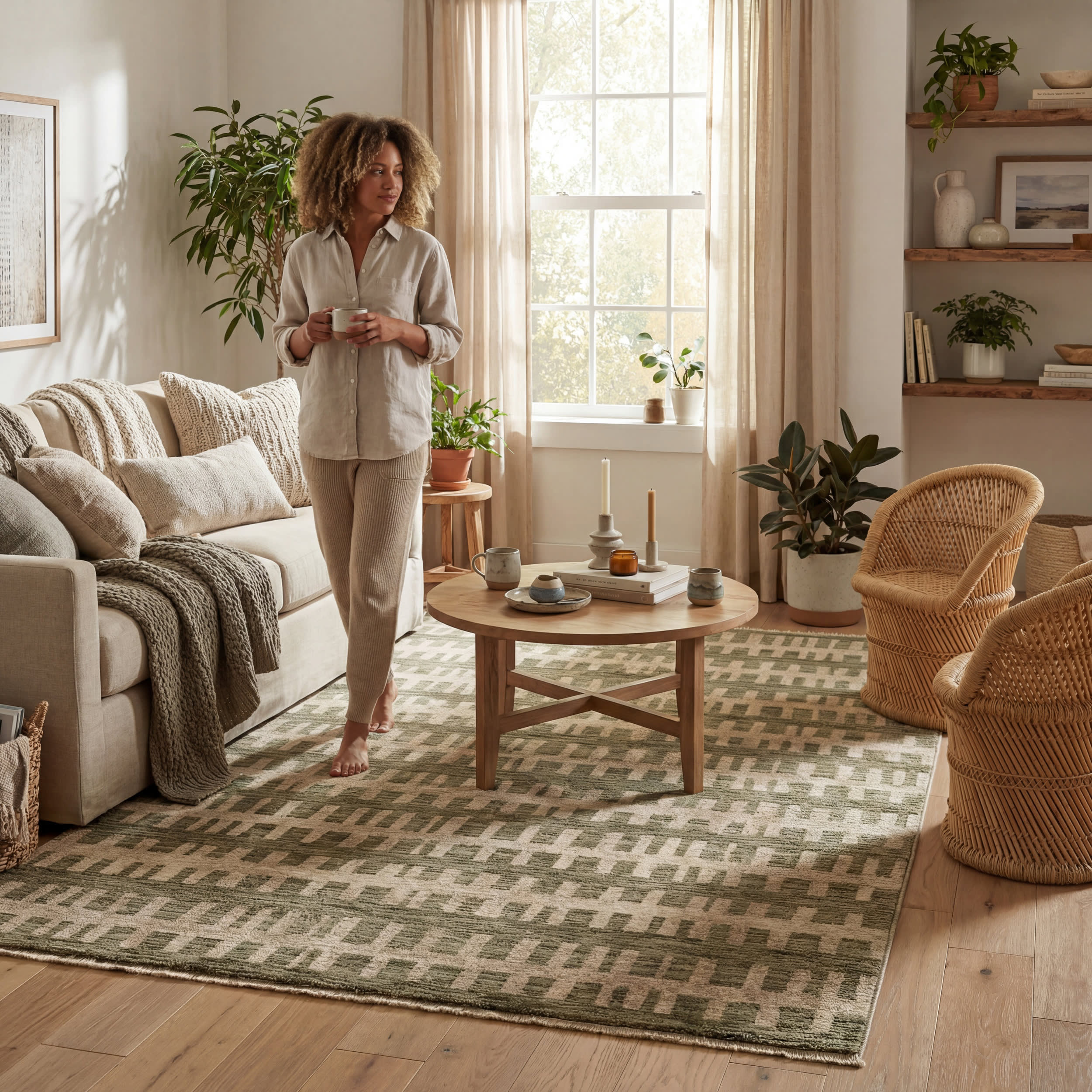 Beamline Bohemian Striped Rug | Green - Image 9