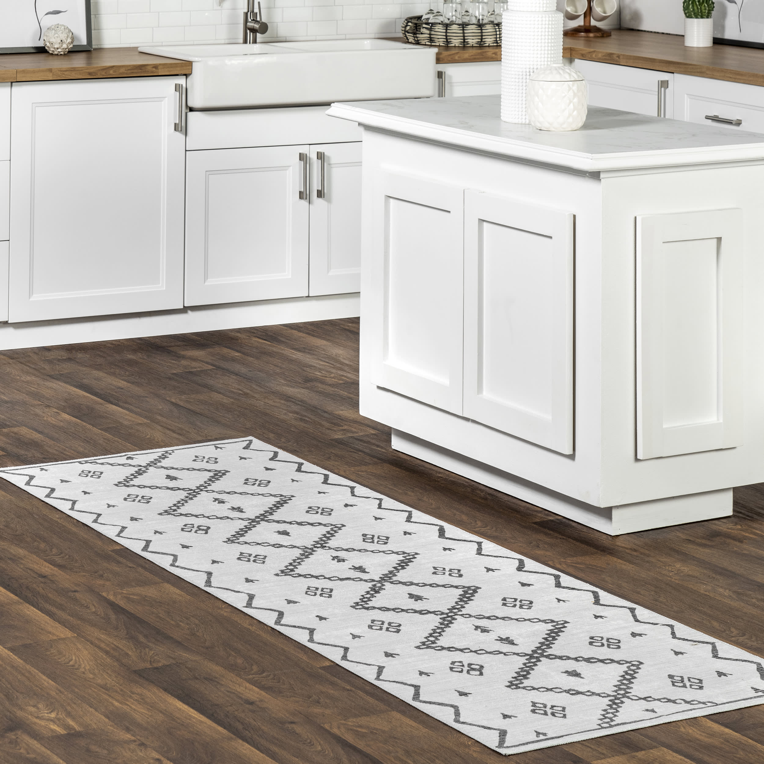 Beatrice Washable Trellis Rug | Ivory - Image 2