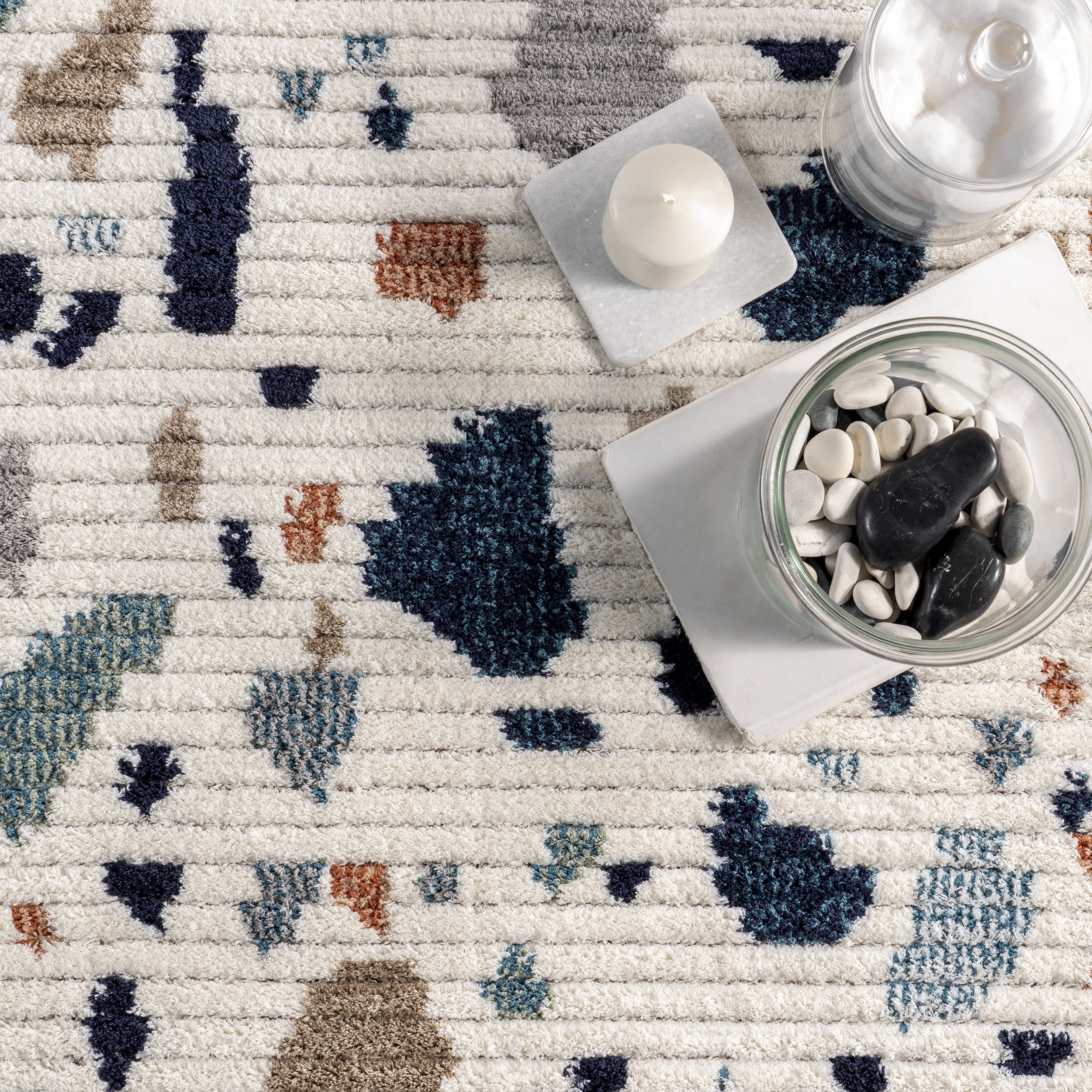 Becca Terrazzo Tile Rug | Blue Multicolor - Image 7