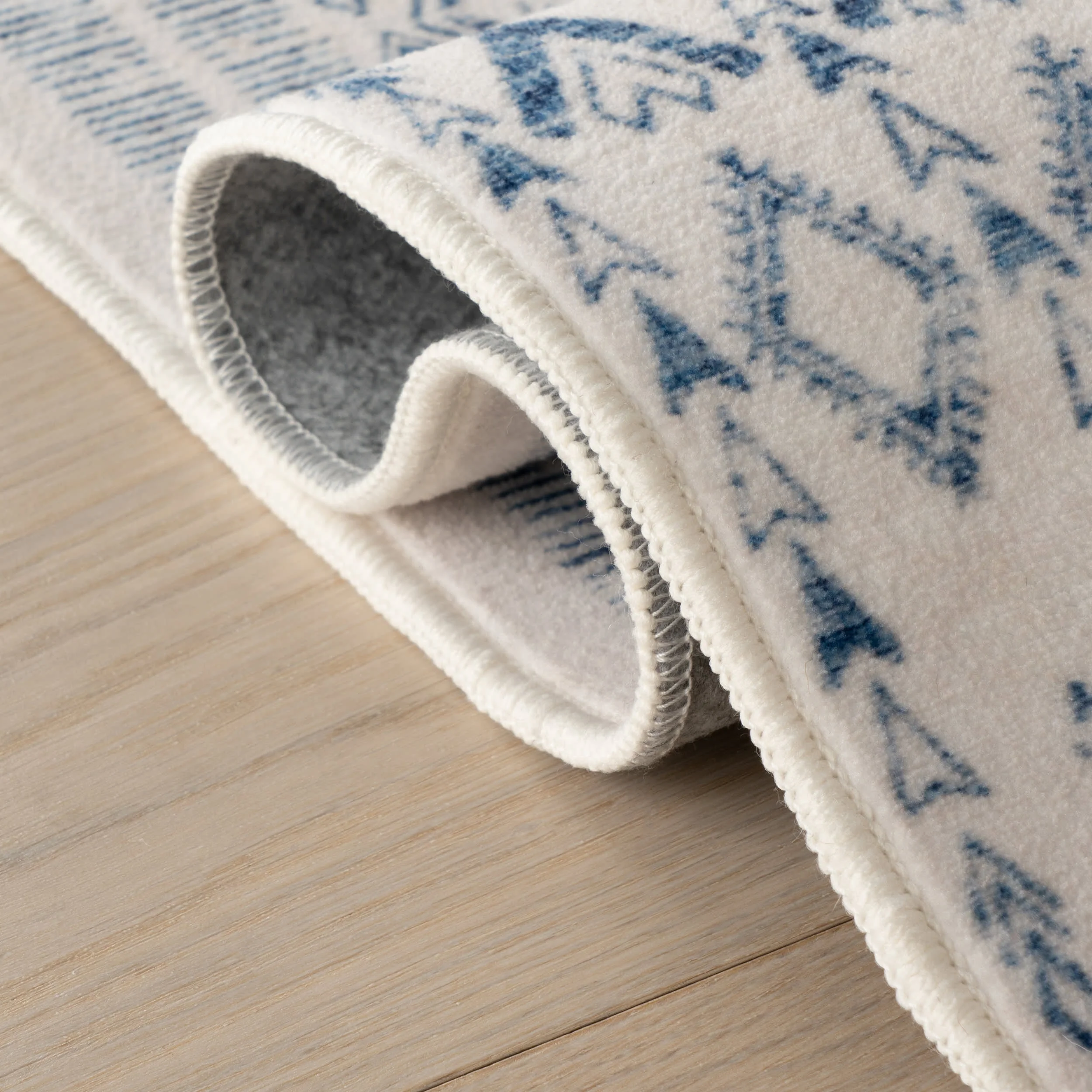 Benica Modern Geometric Washable Rug | Blue - Image 11
