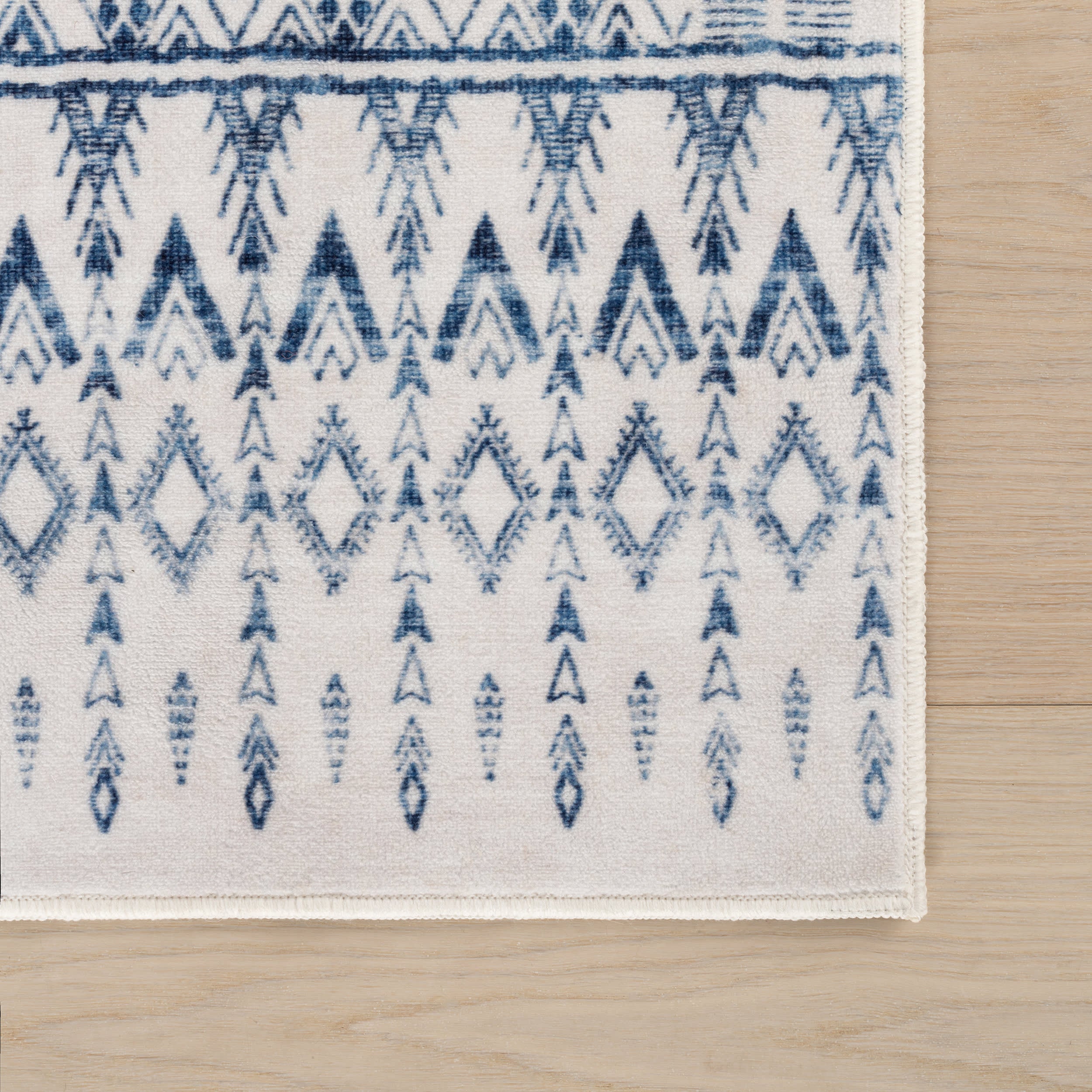 Benica Modern Geometric Washable Rug | Blue - Image 4
