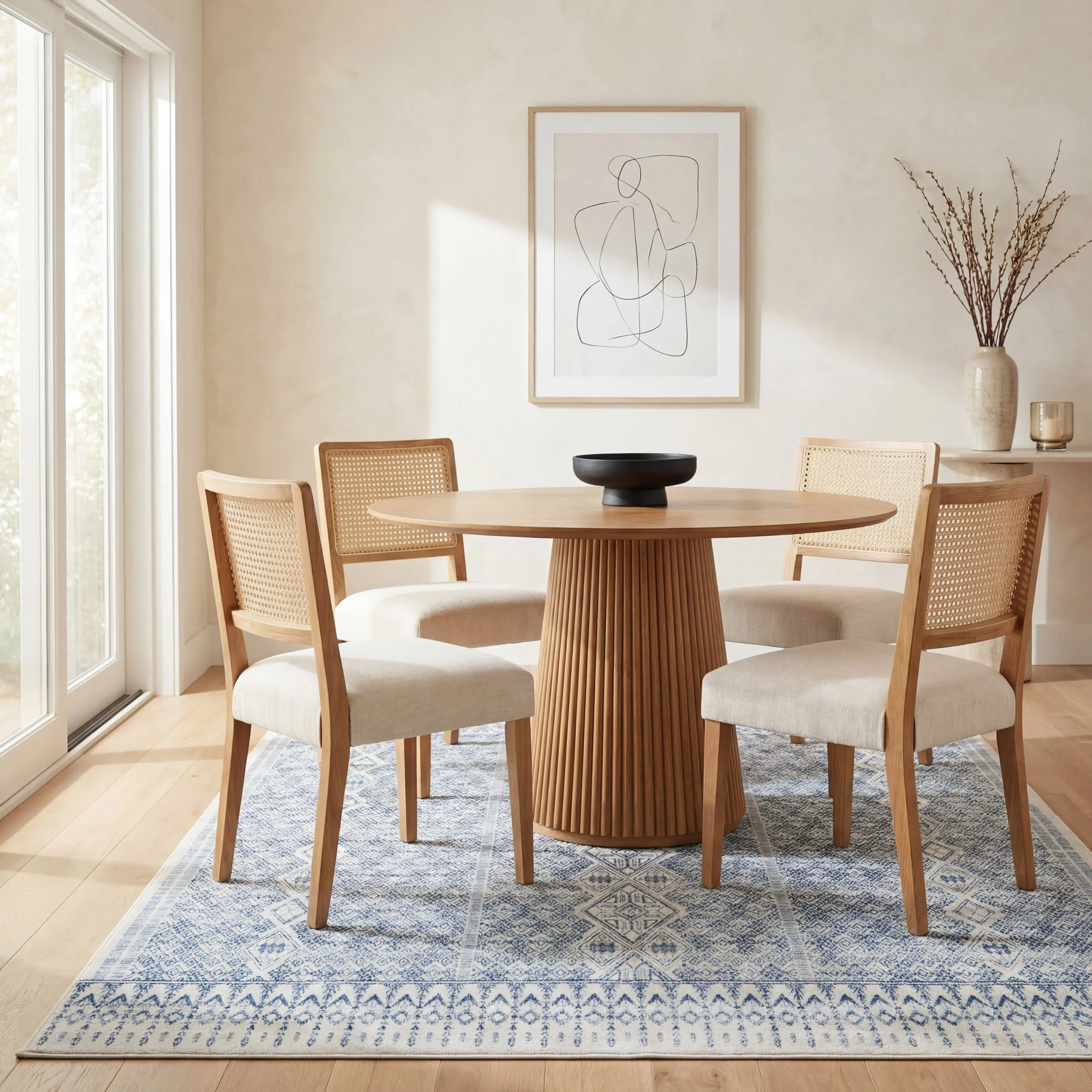 Benica Modern Geometric Washable Rug | Blue - Image 7