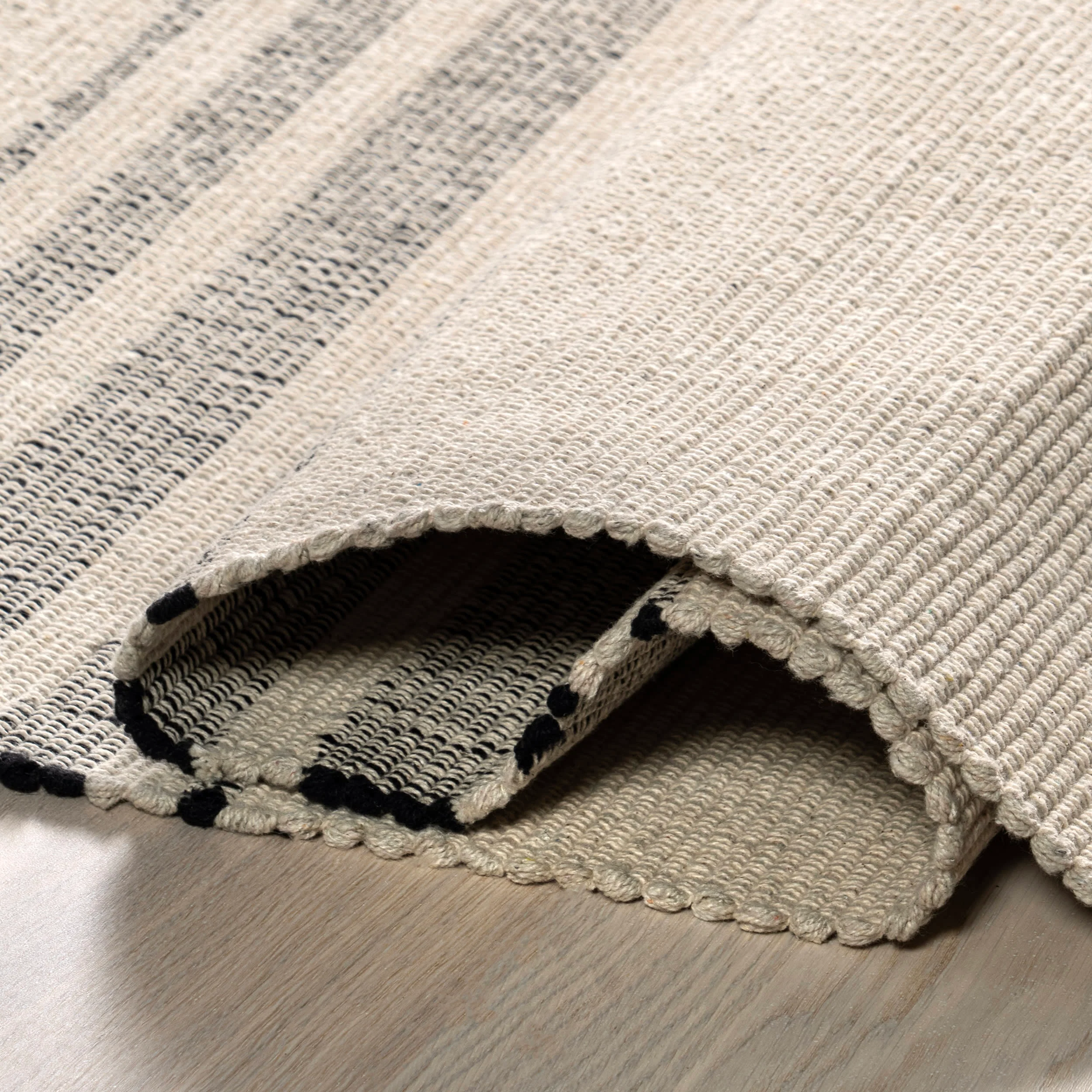 Bergamot Striped Cotton Rug | Beige - Image 6