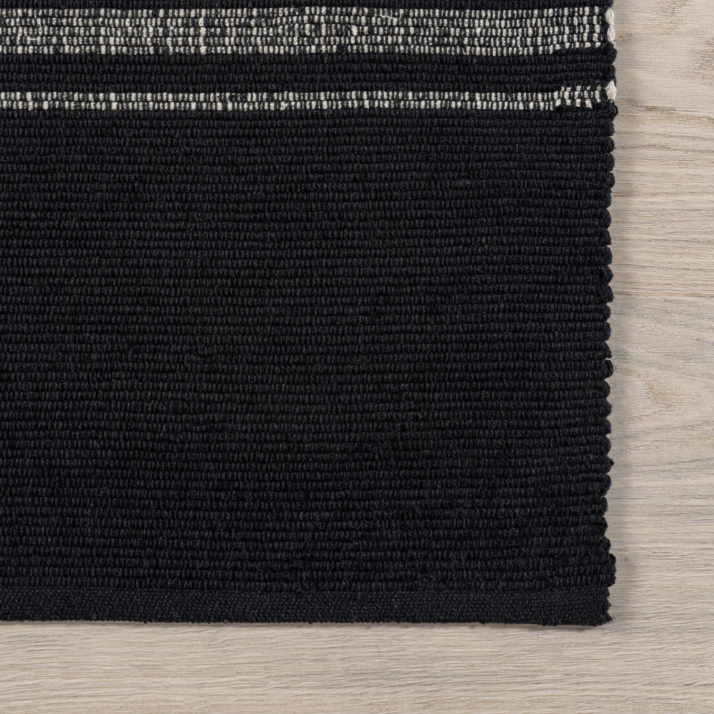 Bergamot Striped Cotton Rug | Black - Image 3