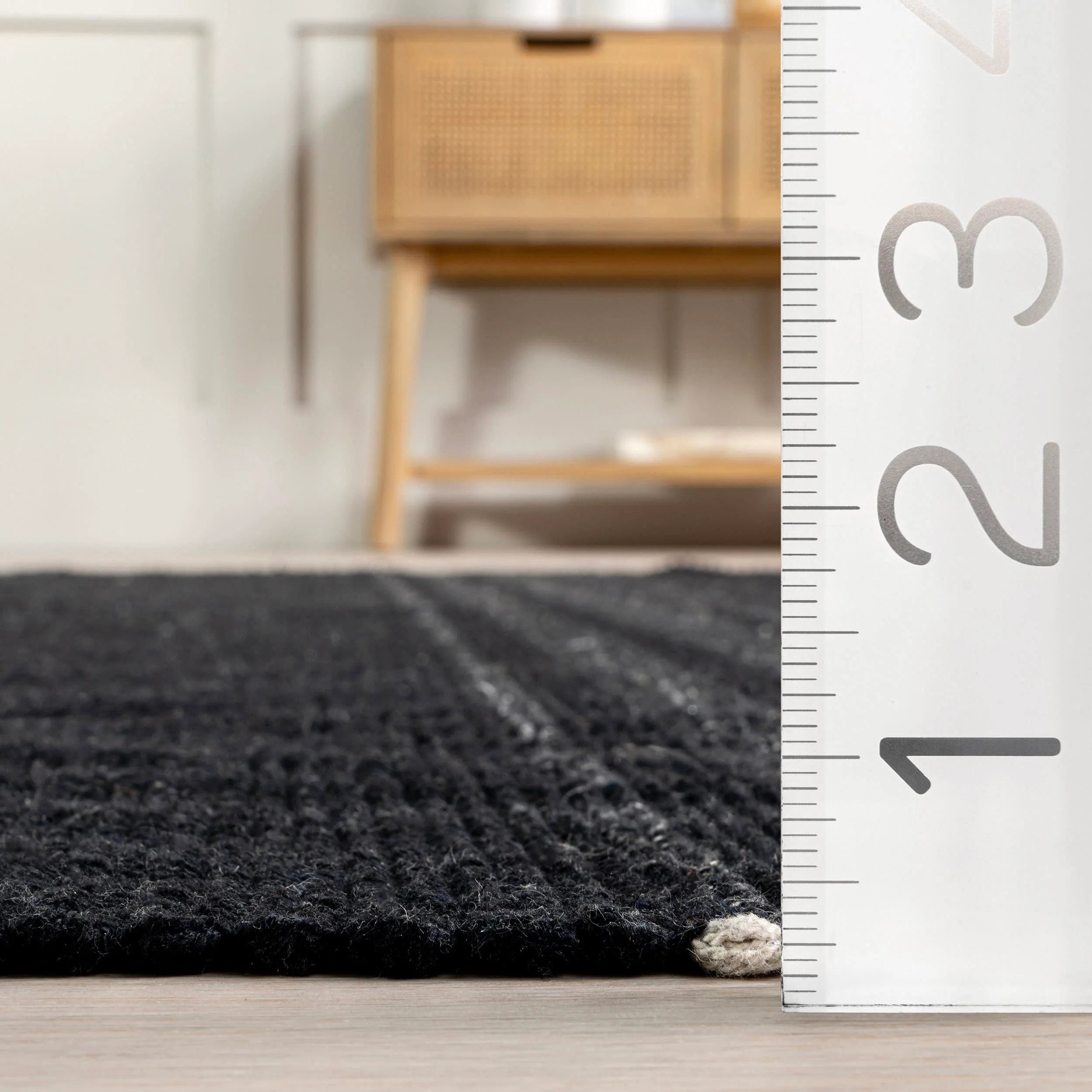 Bergamot Striped Cotton Rug | Black - Image 4