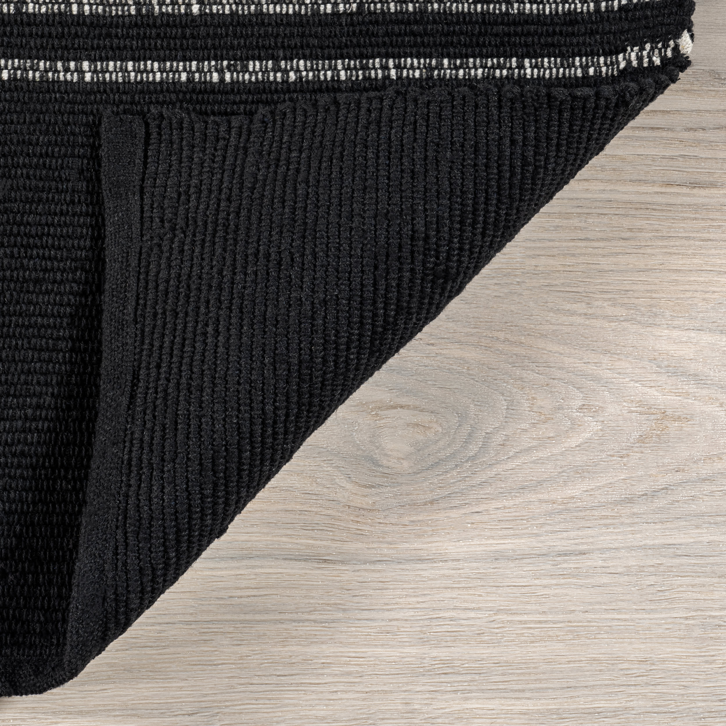 Bergamot Striped Cotton Rug | Black - Image 5