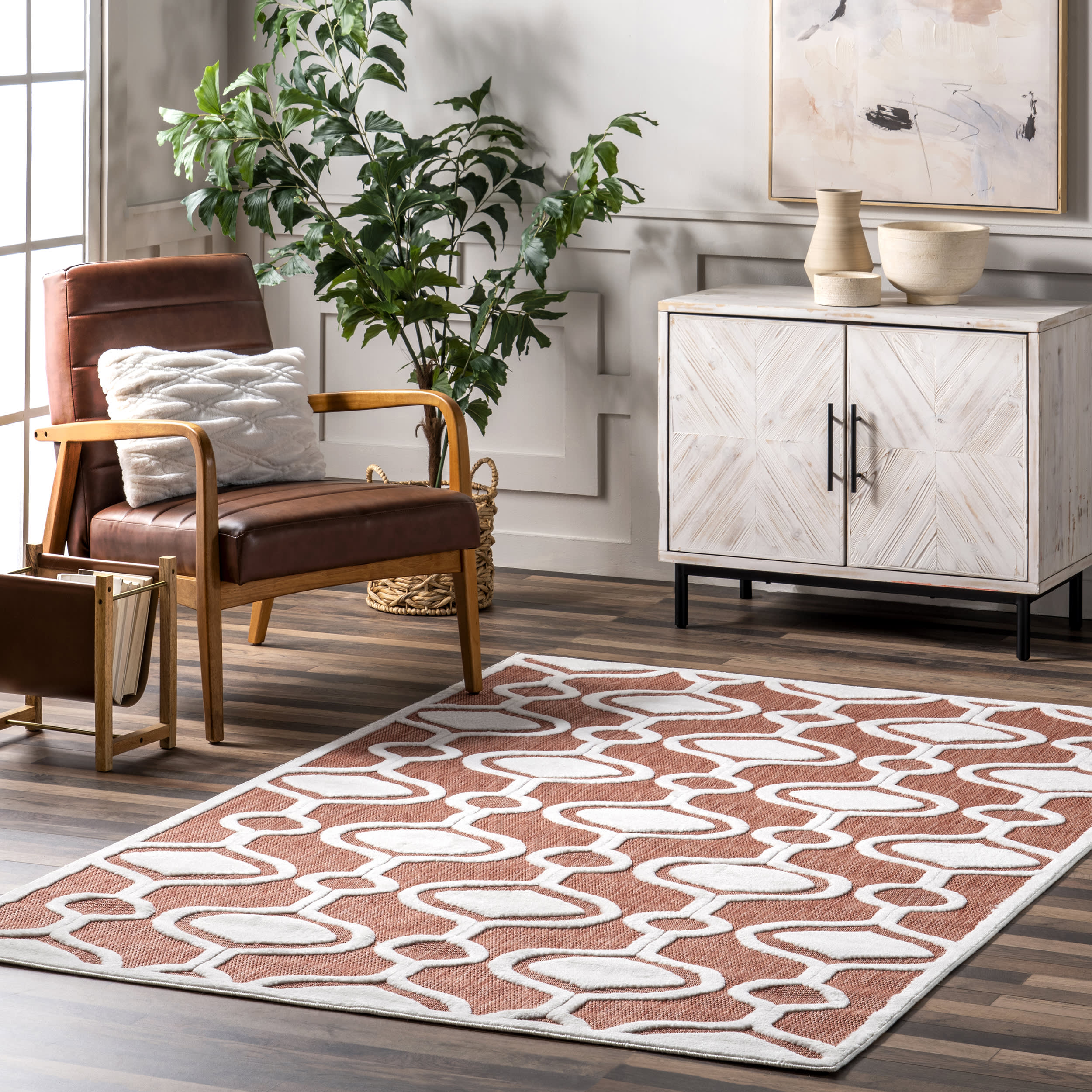 Bernita Geometric Indoor/Outdoor Rug | Brick - Image 8