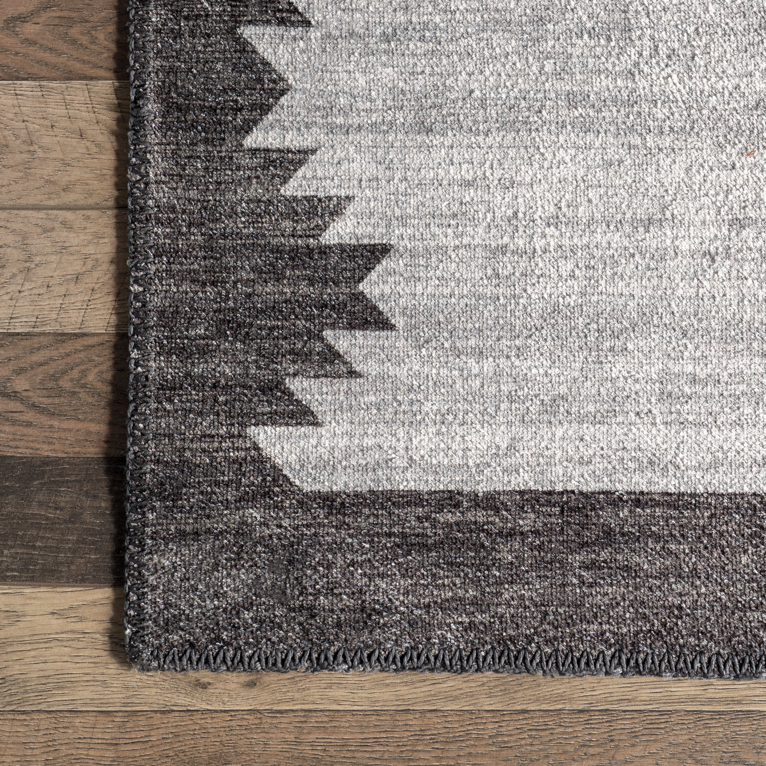 Bertha Washable Mountain Peaks Rug | Grey - Image 3