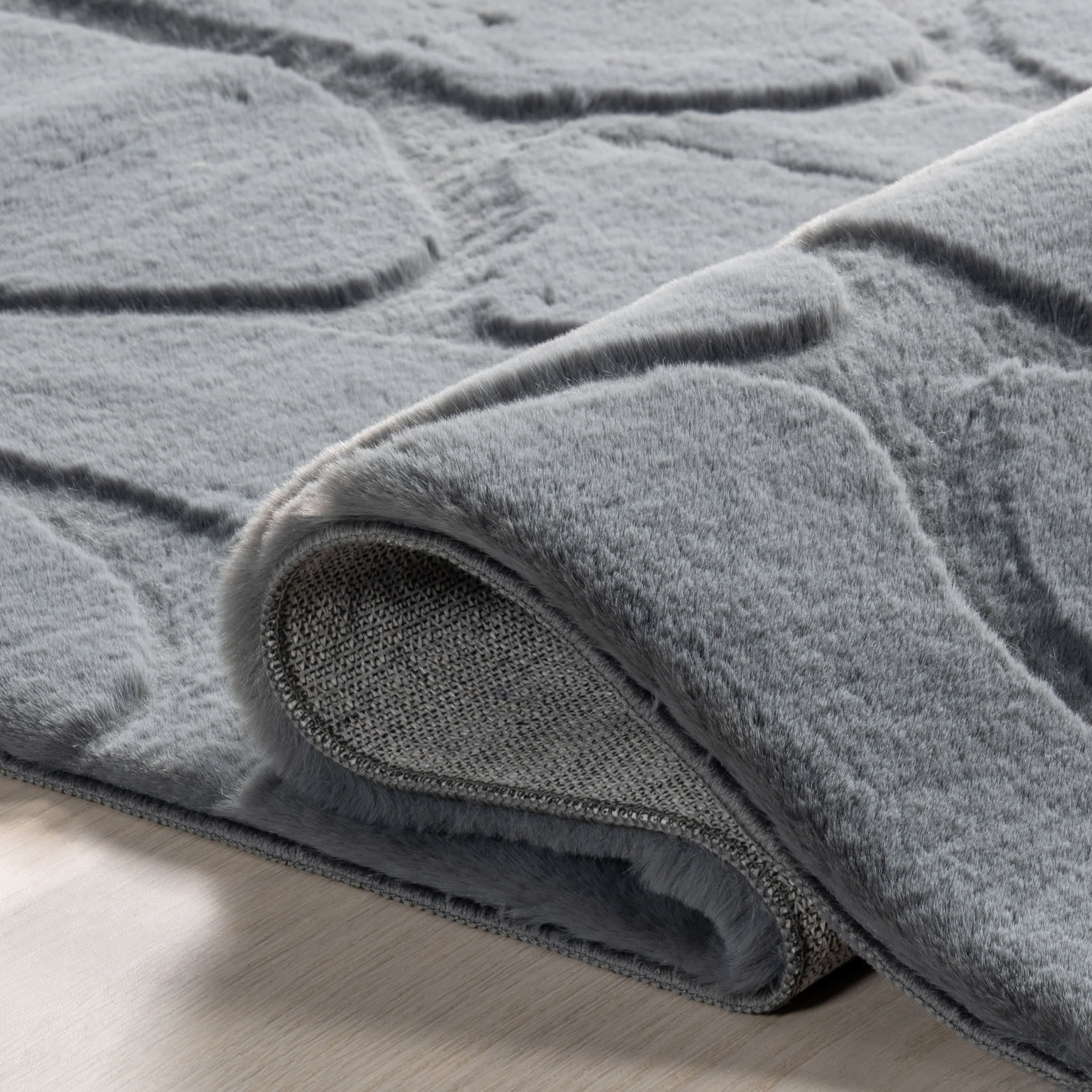 Bertie Pebble Plush Cloud Washable Rug | Grey Blue - Image 8