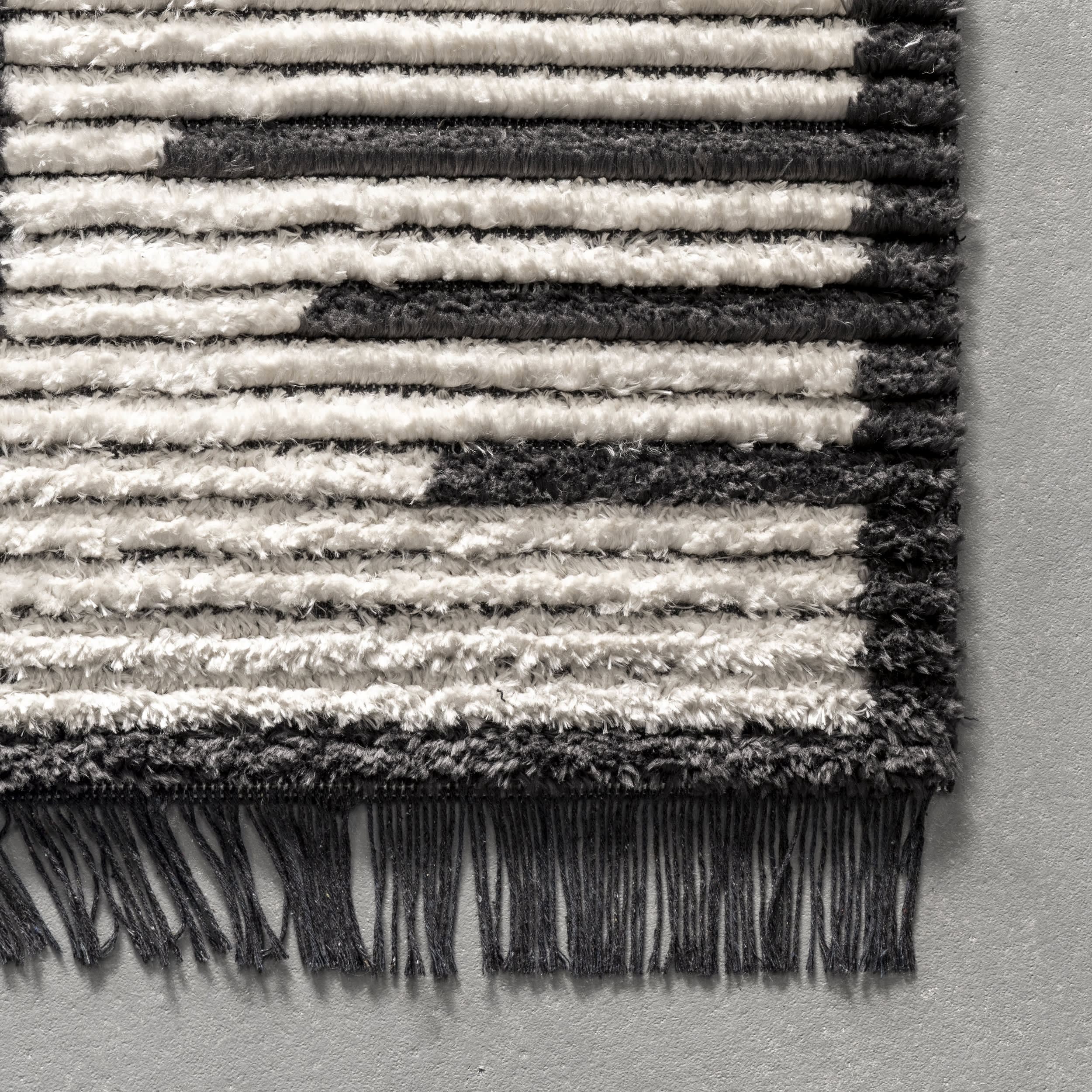Bethanny Scrolling Panels Fringed Rug | Beige - Image 3