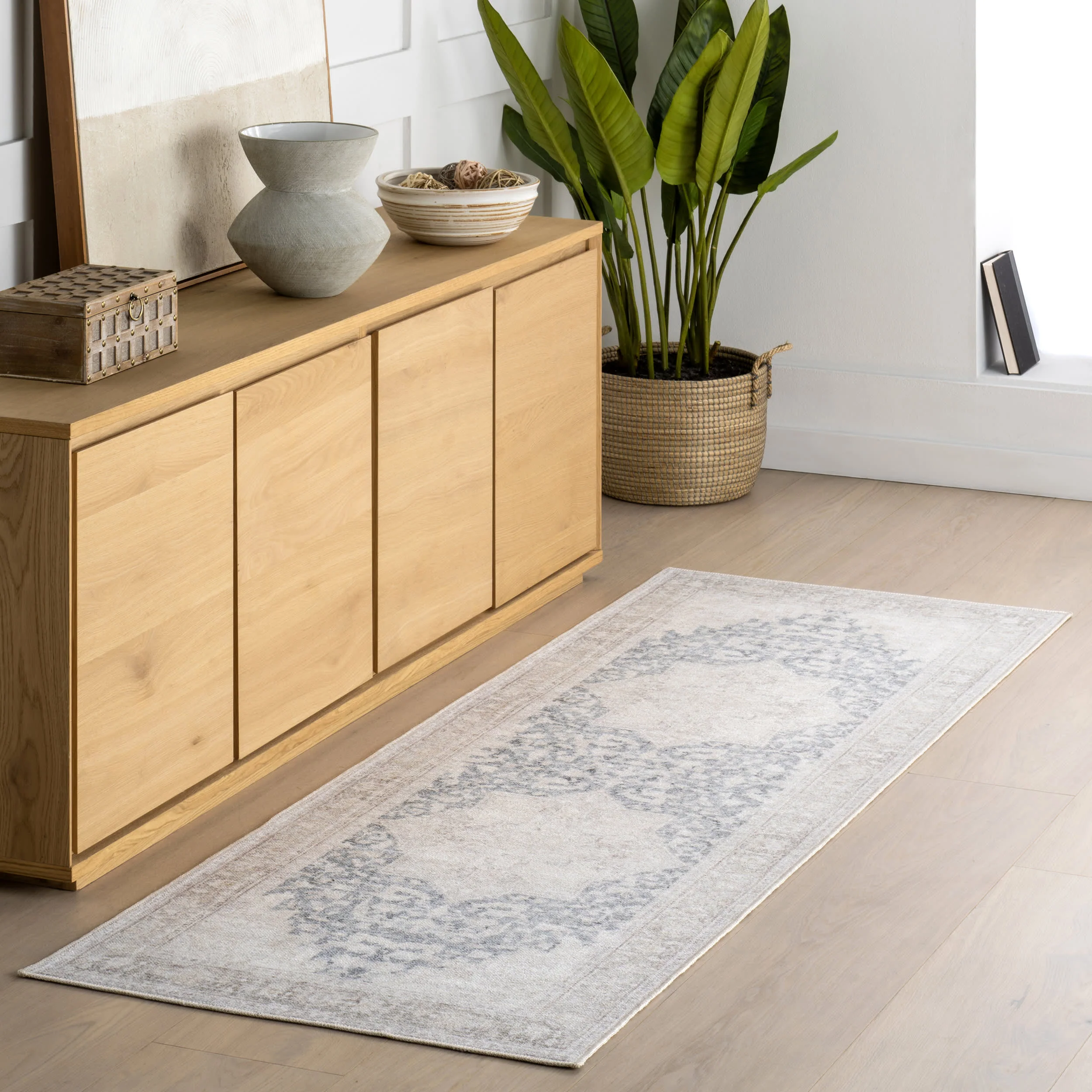 Bethany Medallion Washable Rug | Beige - Image 2