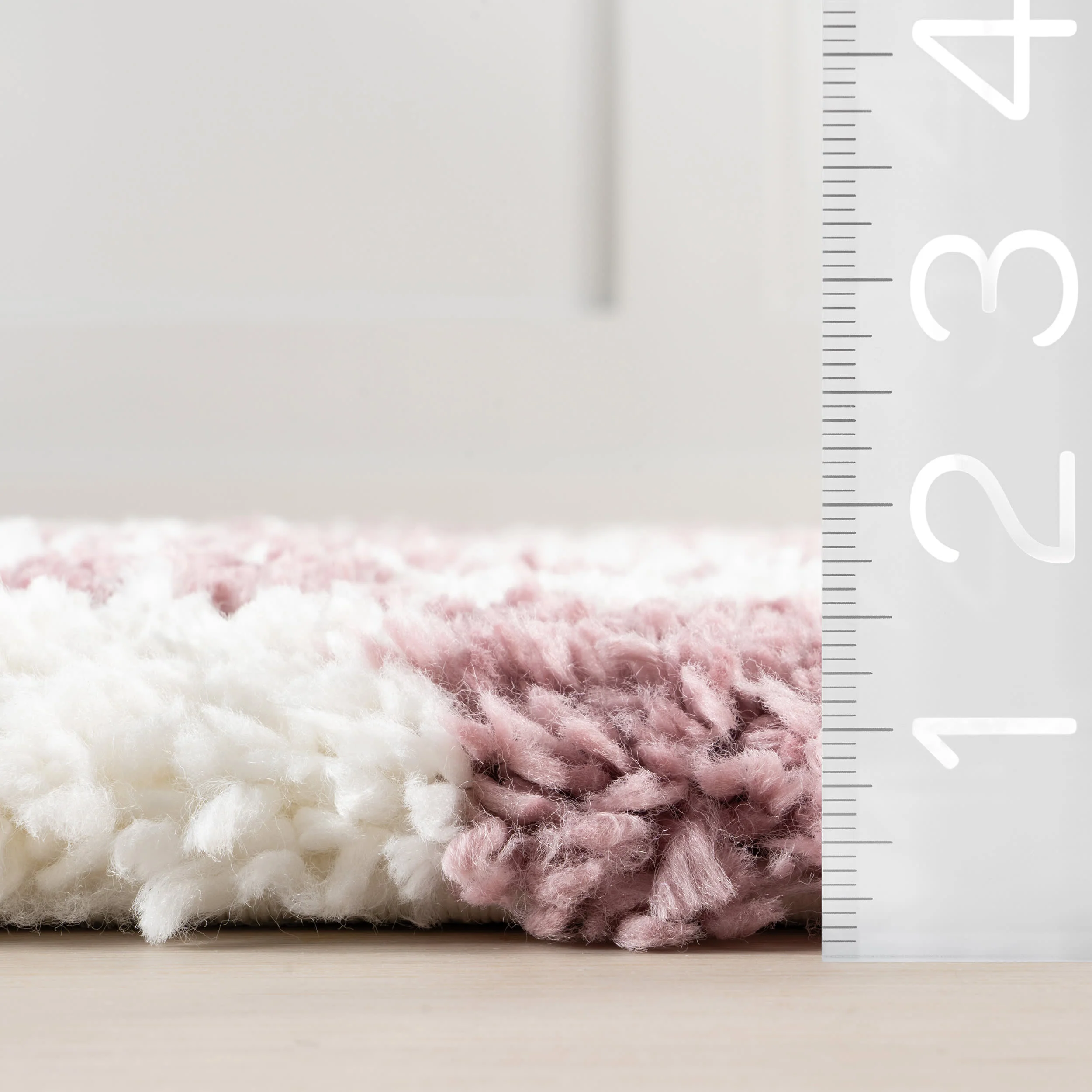 Bettie Retro Checkered Shag Rug | Pink - Image 6