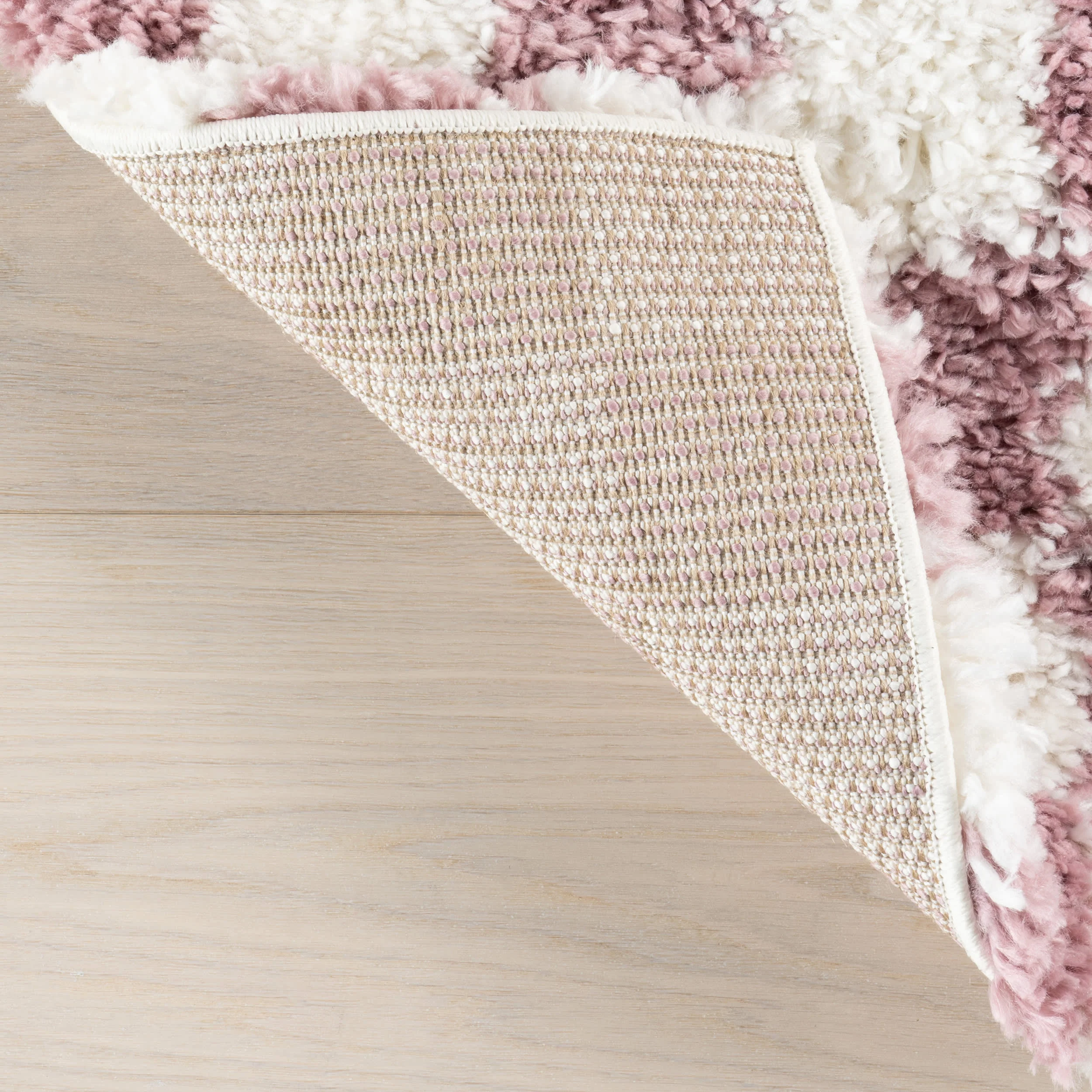 Bettie Retro Checkered Shag Rug | Pink - Image 7