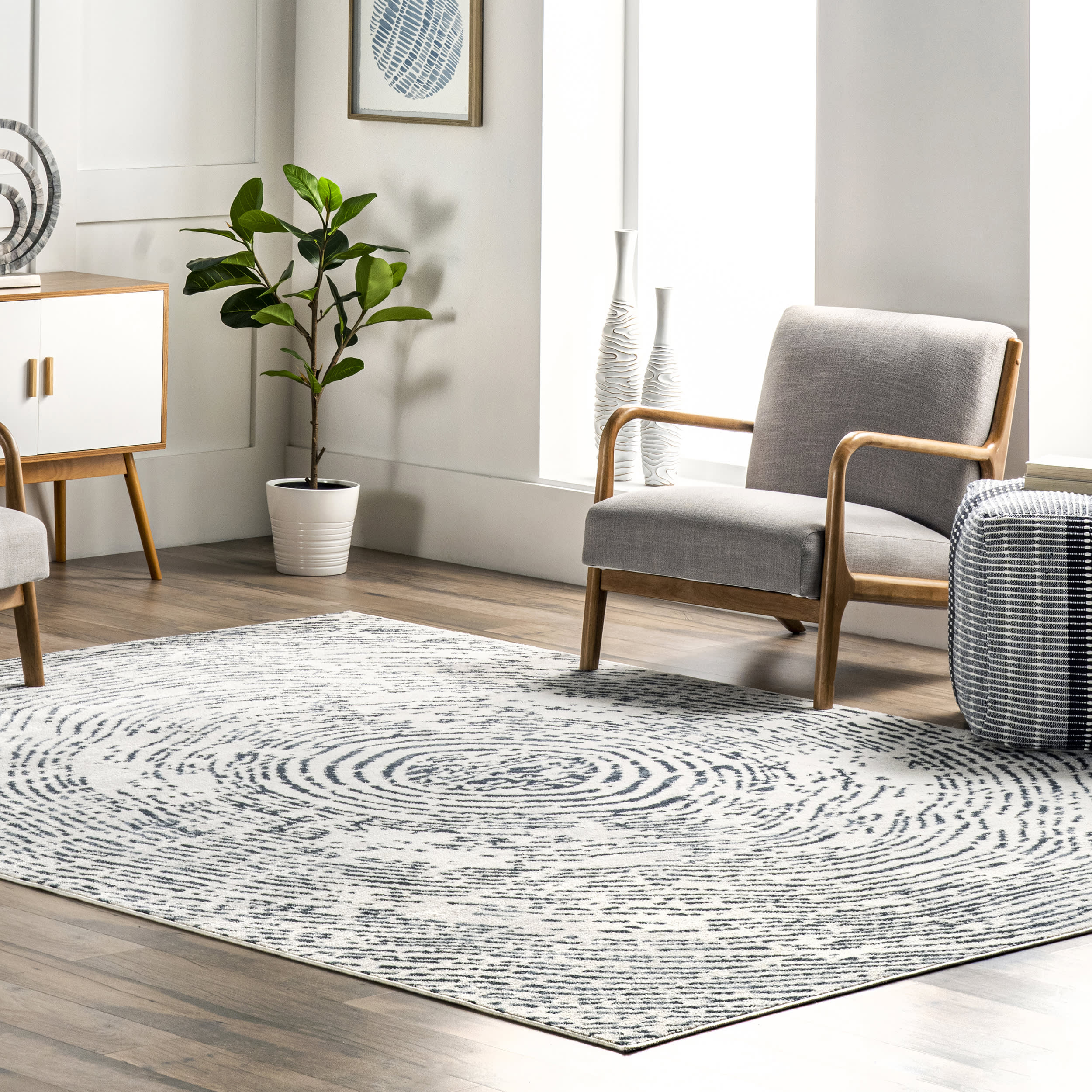 Bianca Abstract Rings Rug | Blue - Image 2