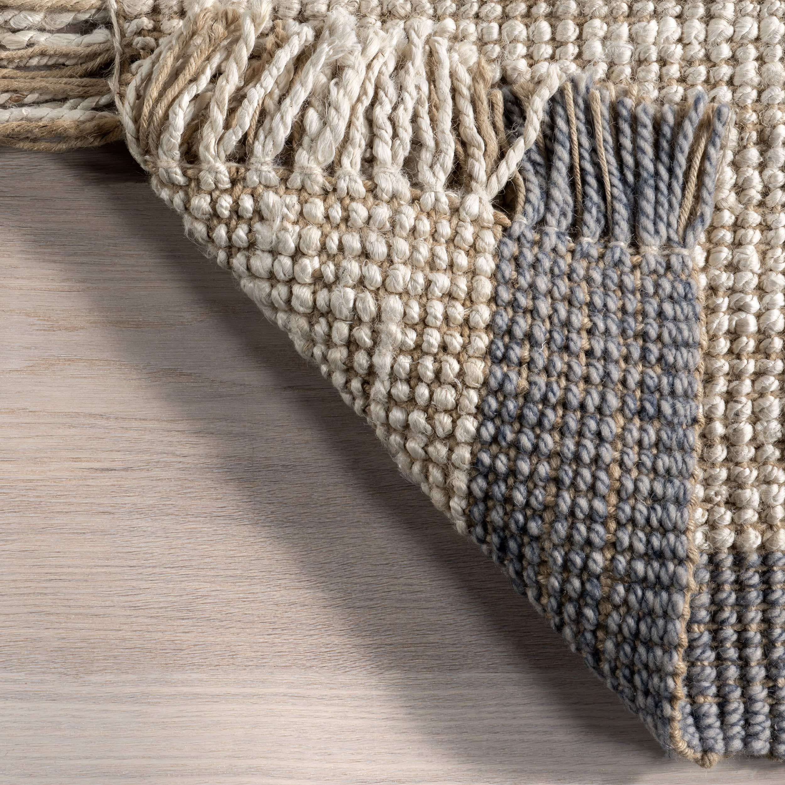 Billie Striped Tasseled Rug | Beige - Image 6
