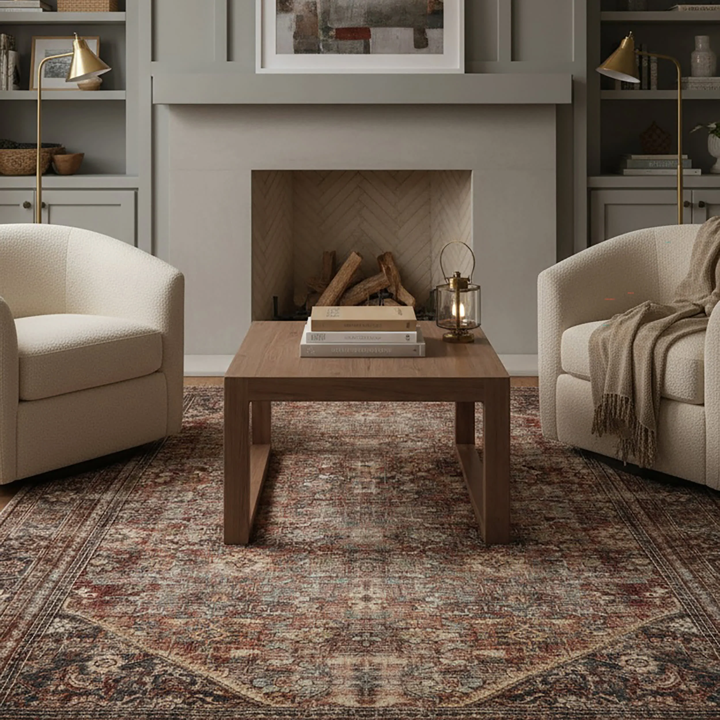Birch Medallion Washable Rug | Dark Green - Image 2
