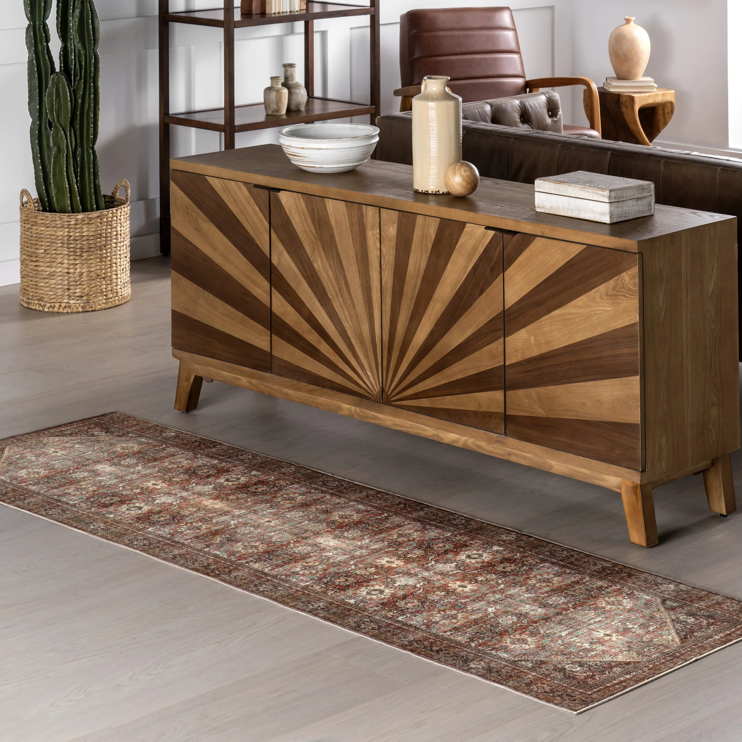 Birch Medallion Washable Rug | Dark Green - Image 2
