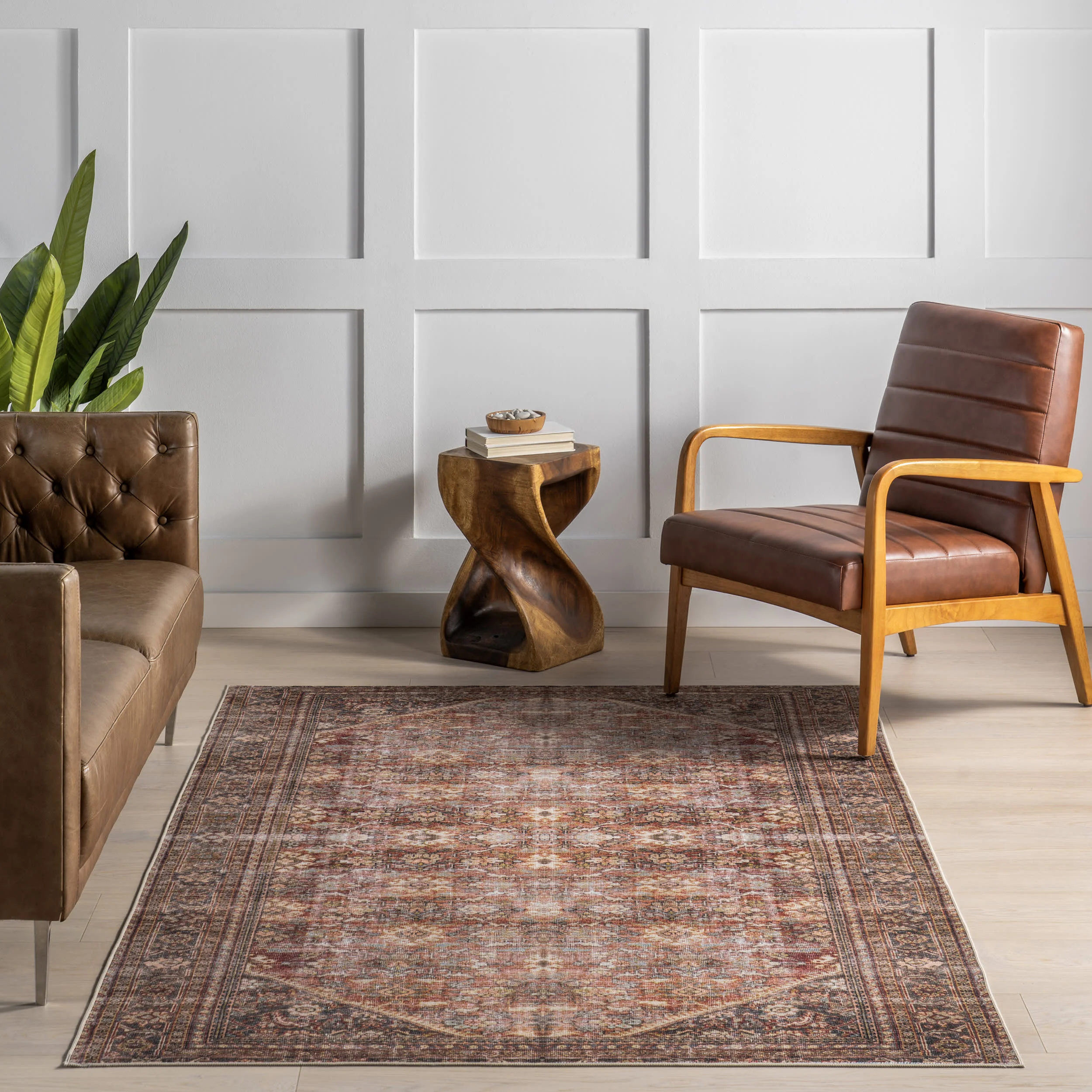 Birch Medallion Washable Rug | Dark Green - Image 5