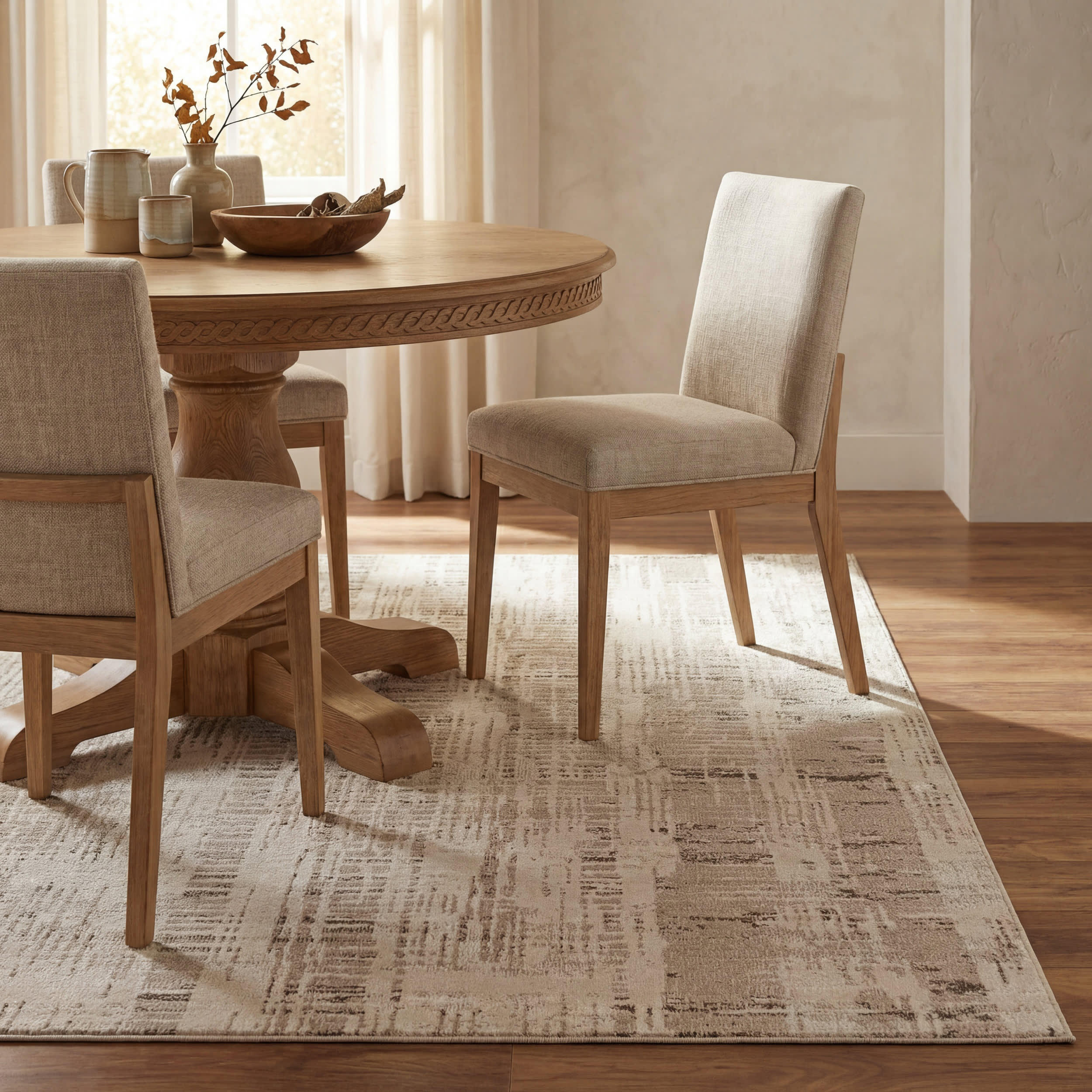 Bircha Rustic Abstract Washable Rug | Beige - Image 7