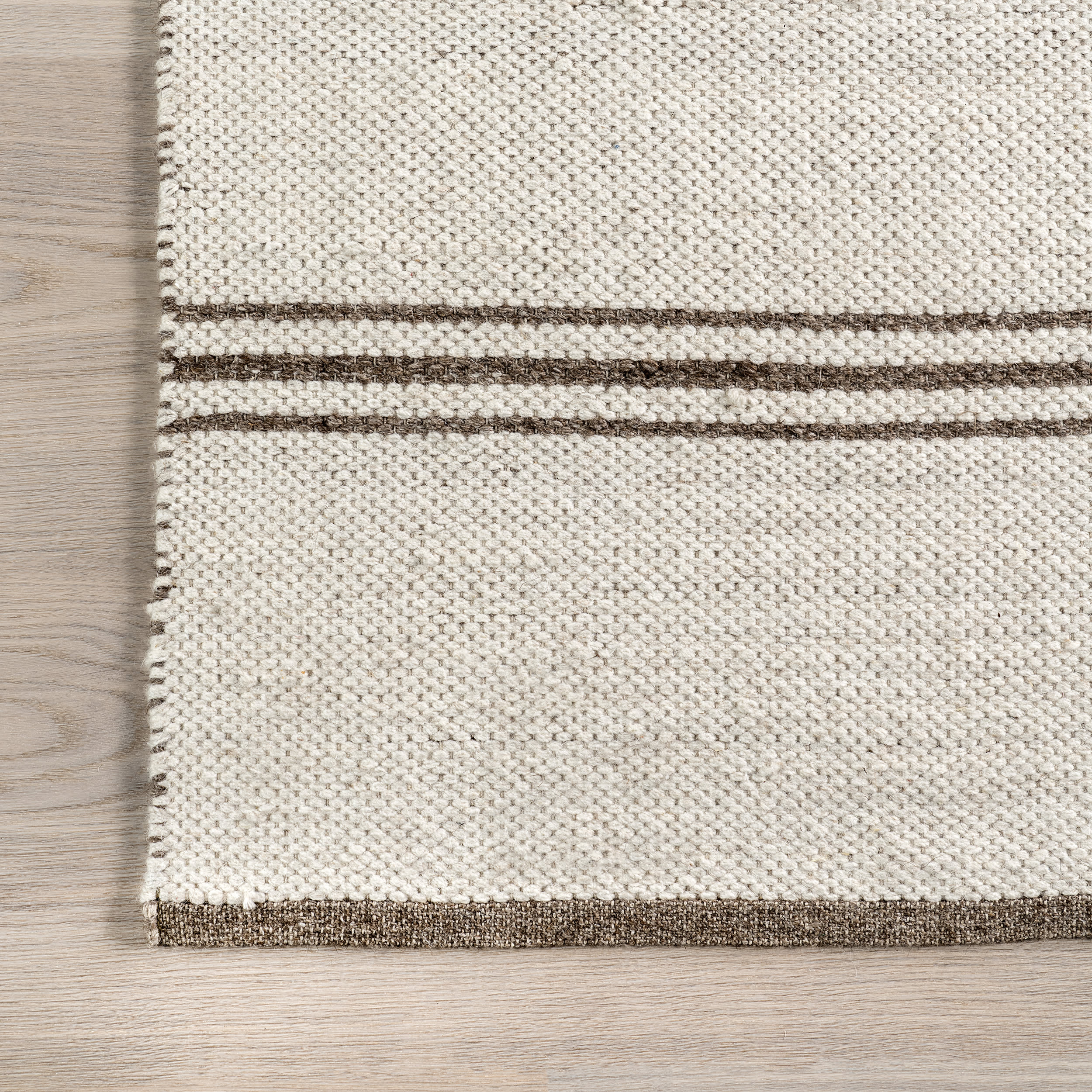 Birchwood Reversible Striped Wool Rug | Dark Beige - Image 3