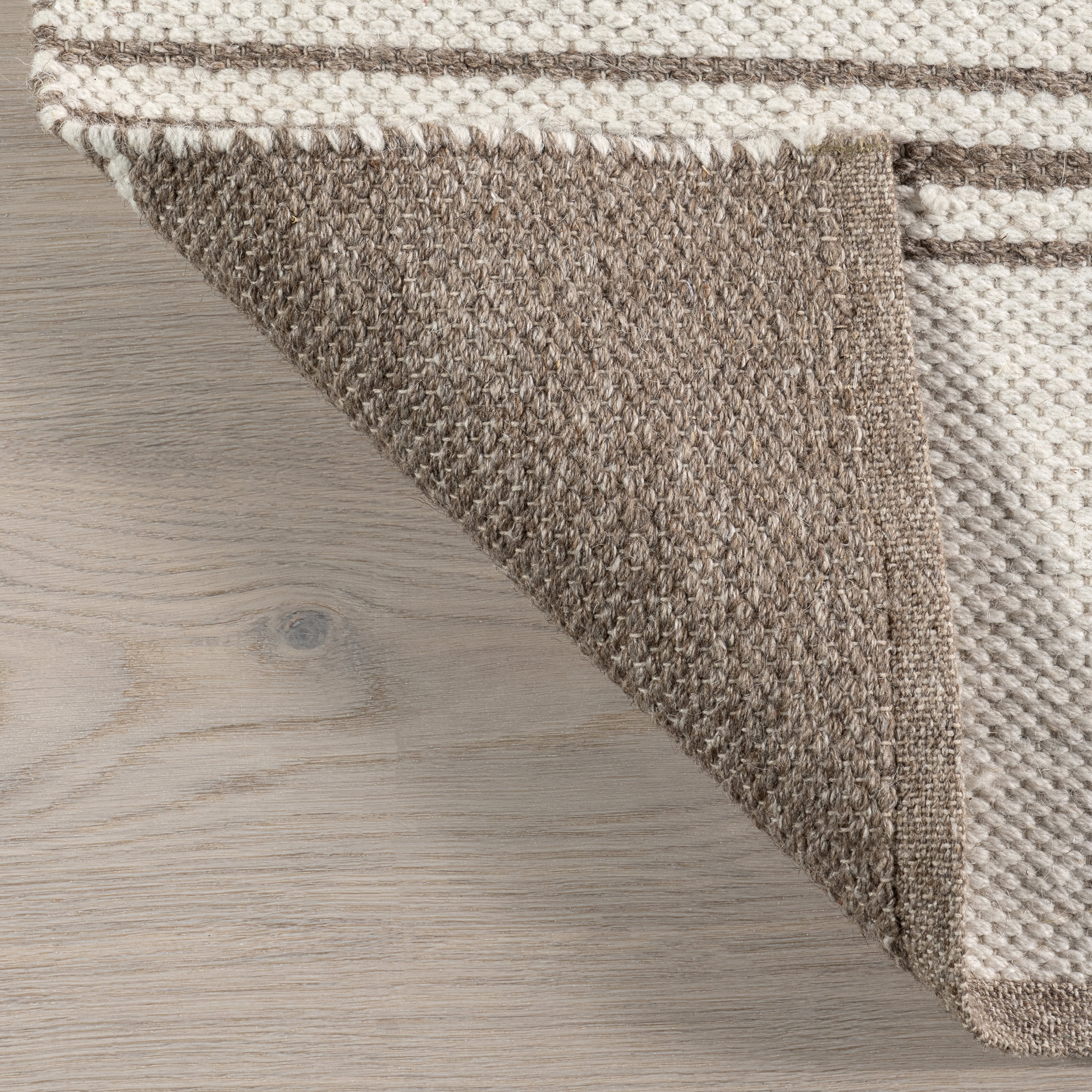Birchwood Reversible Striped Wool Rug | Dark Beige - Image 6