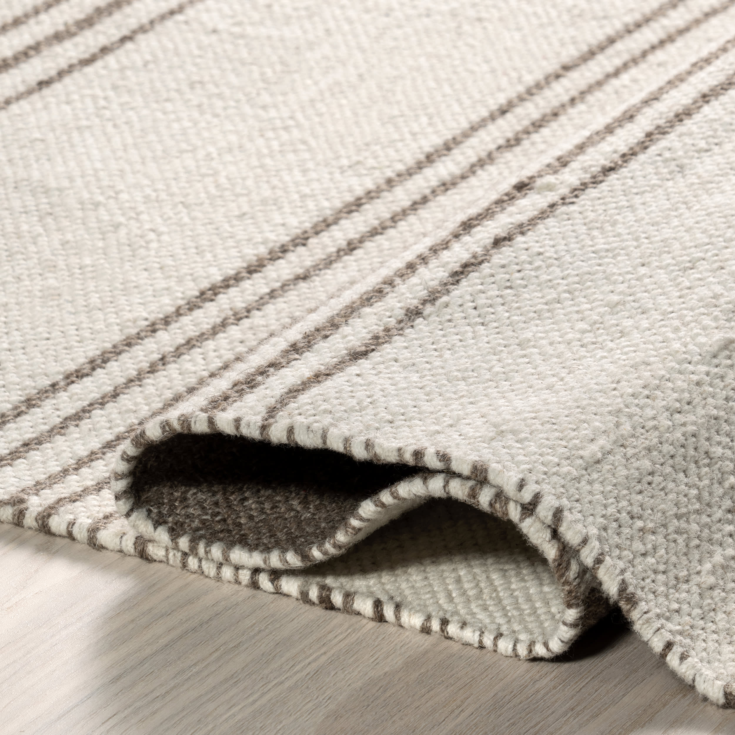 Birchwood Reversible Striped Wool Rug | Dark Beige - Image 8