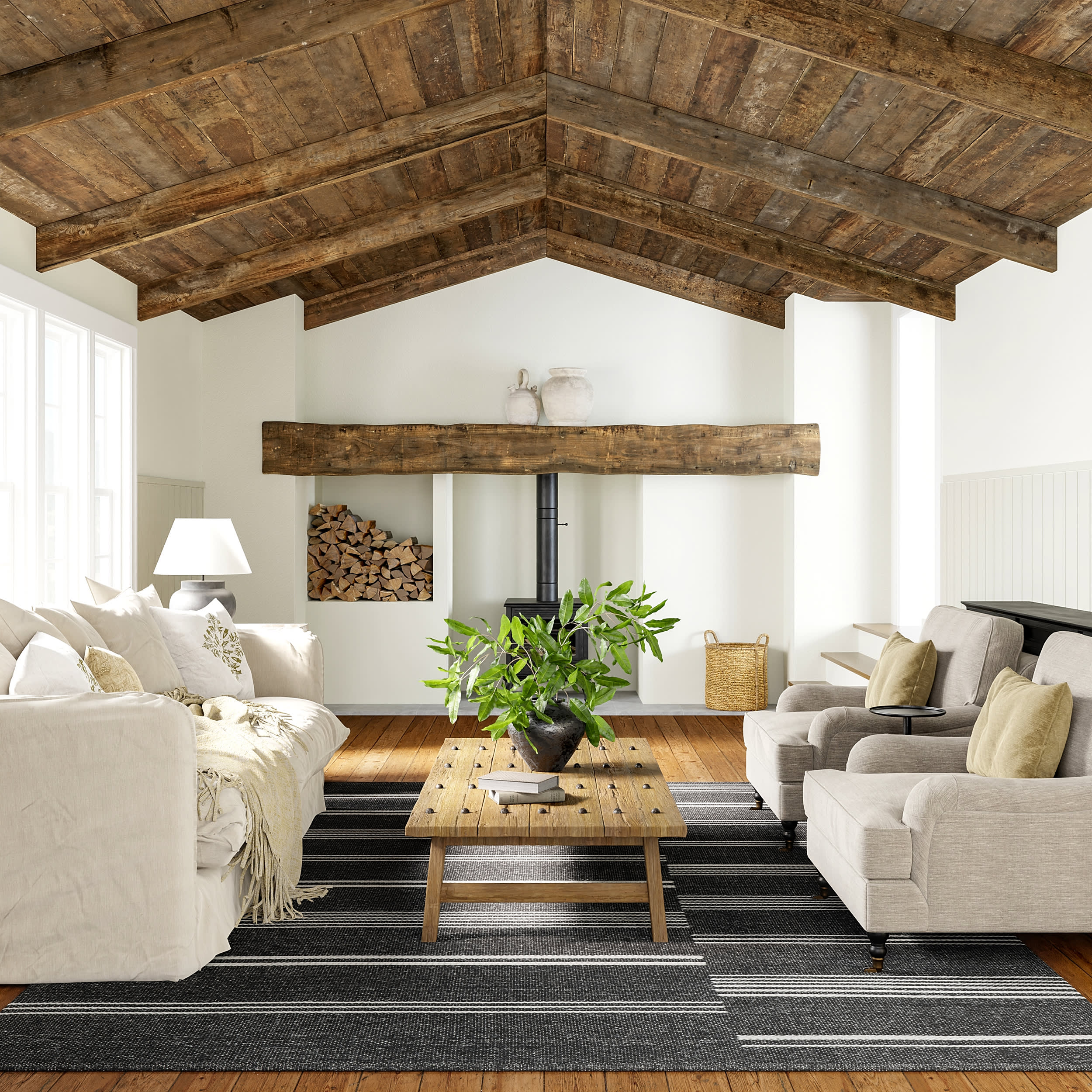 Birchwood Reversible Striped Wool Rug | Dark Grey - Image 2
