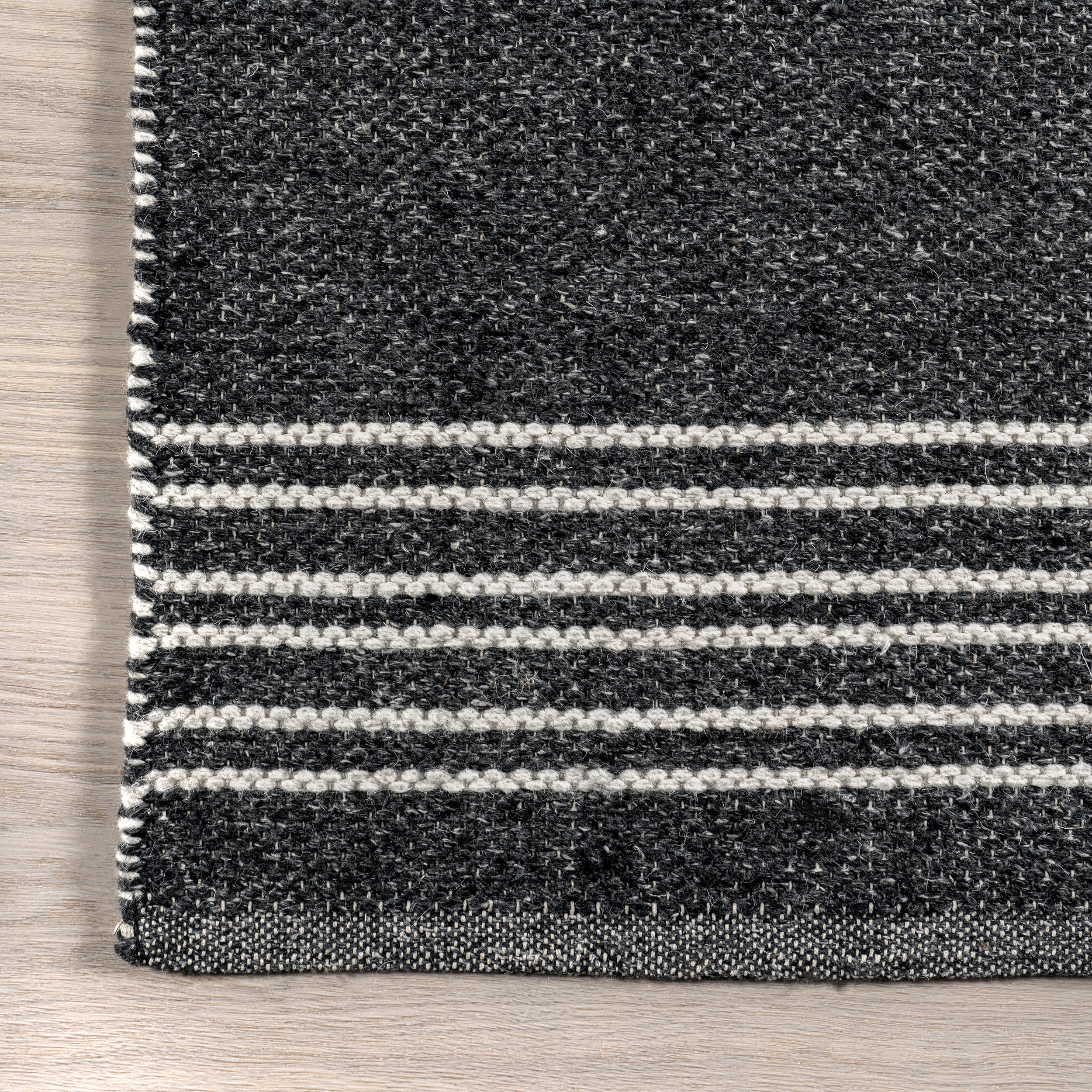 Birchwood Reversible Striped Wool Rug | Dark Grey - Image 3