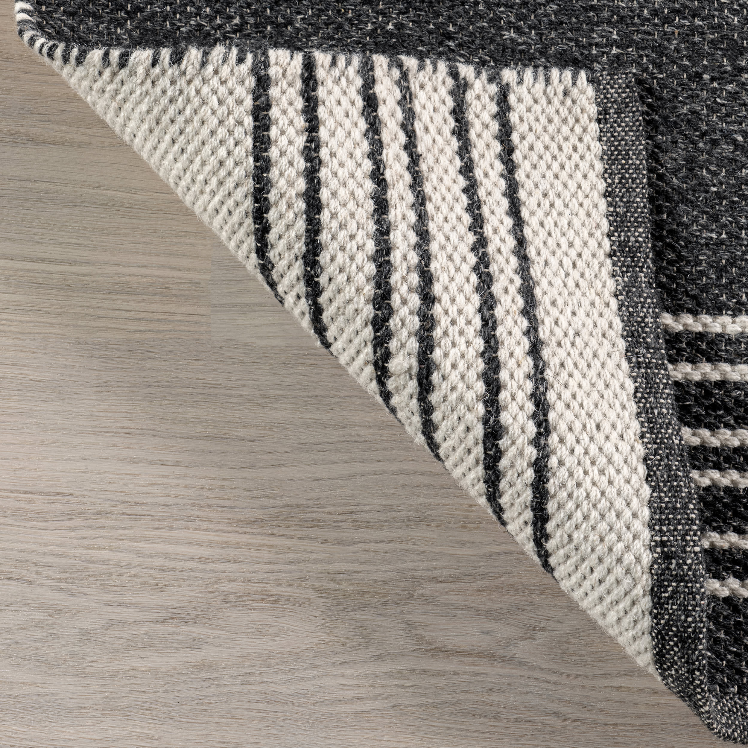 Birchwood Reversible Striped Wool Rug | Dark Grey - Image 5