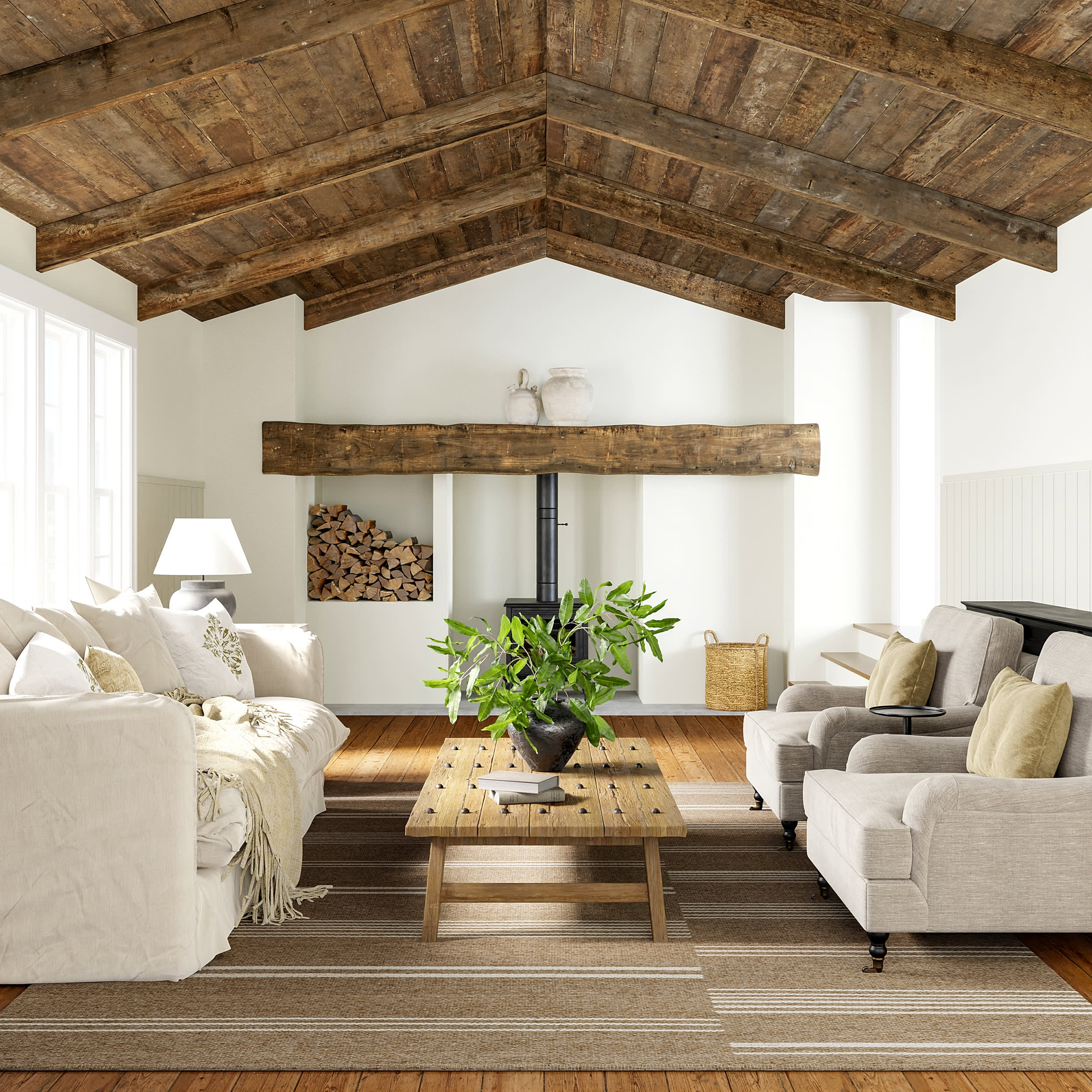 Birchwood Reversible Striped Wool Rug | Sand - Image 2