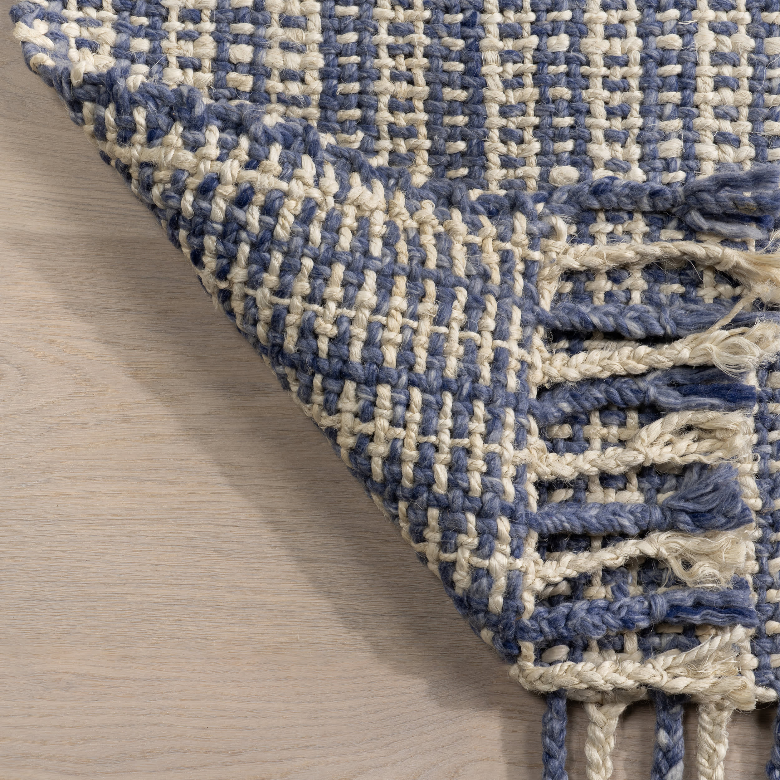 Birdie Rustic Braided Tassel Rug | Light Blue - Image 7