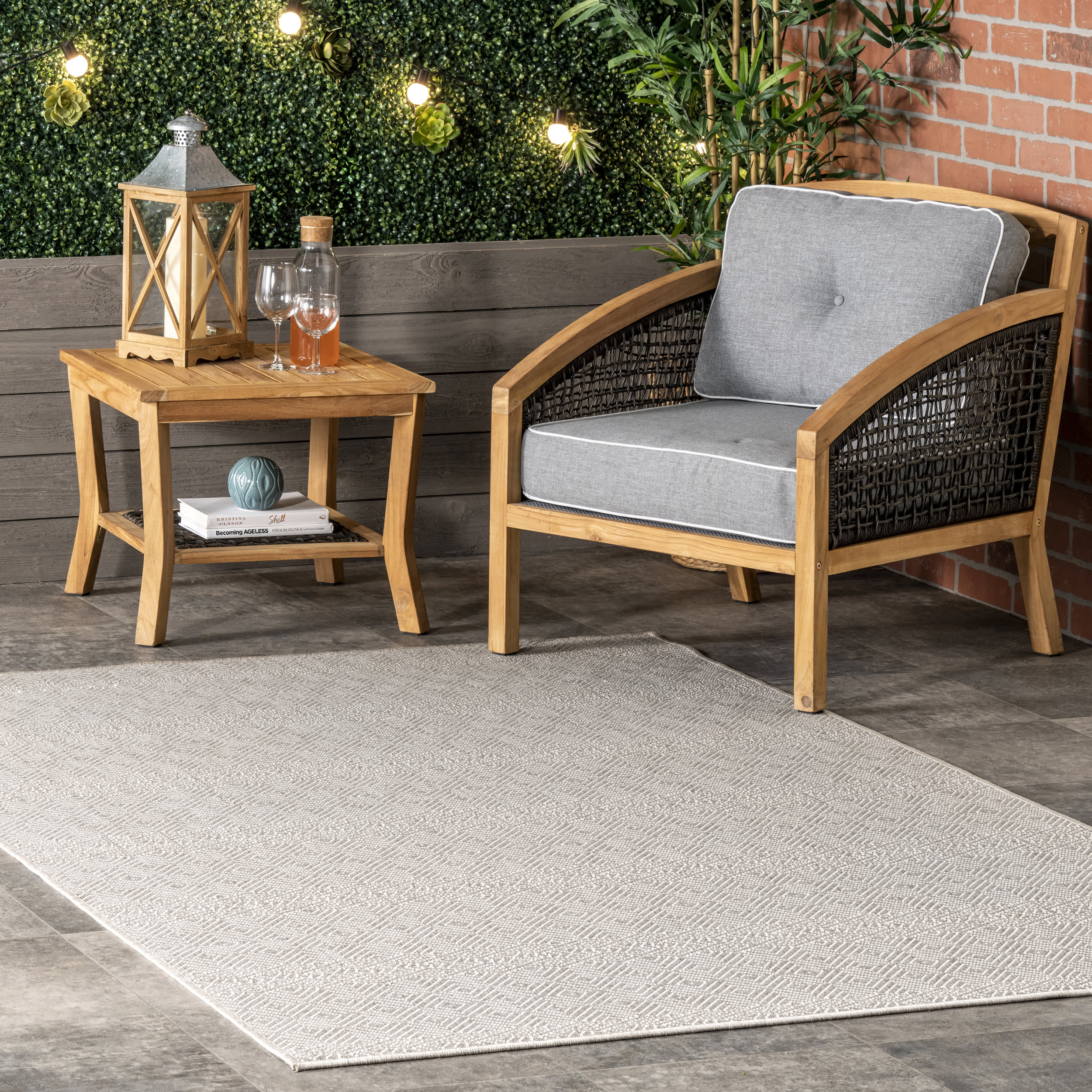 Birdseye Striped Indoor/Outdoor Rug | Grey - Image 2