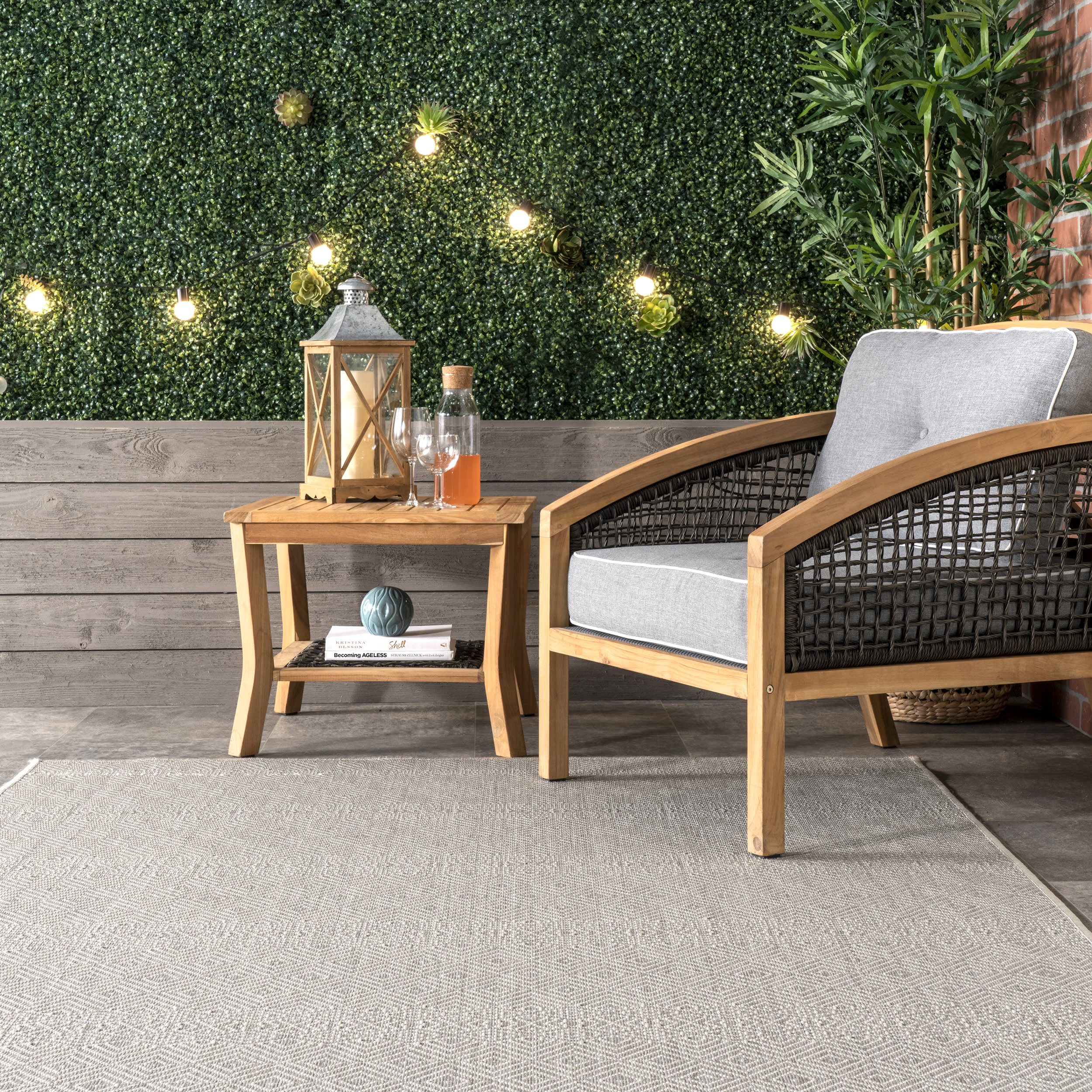 Birdseye Striped Indoor/Outdoor Rug | Grey - Image 4